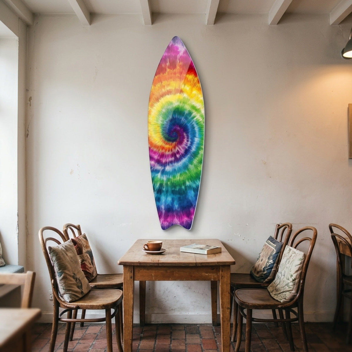 Rengarenk Gökkuşağı Spiral Tie-Dye Deseni Surf Board Cam Tablo