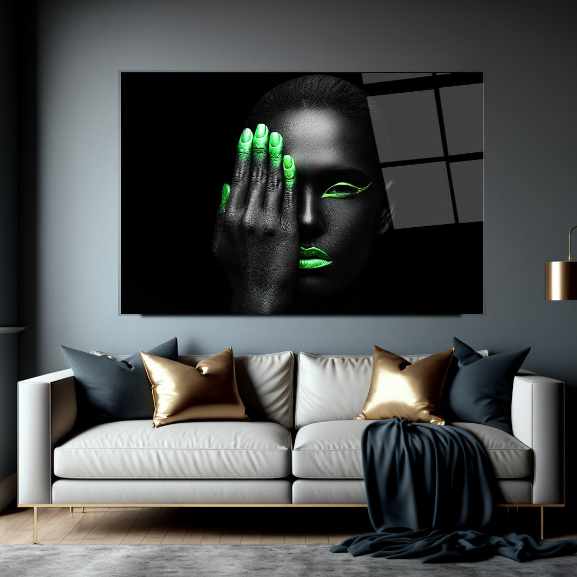 Neon Kadın Yatay Cam Tablo