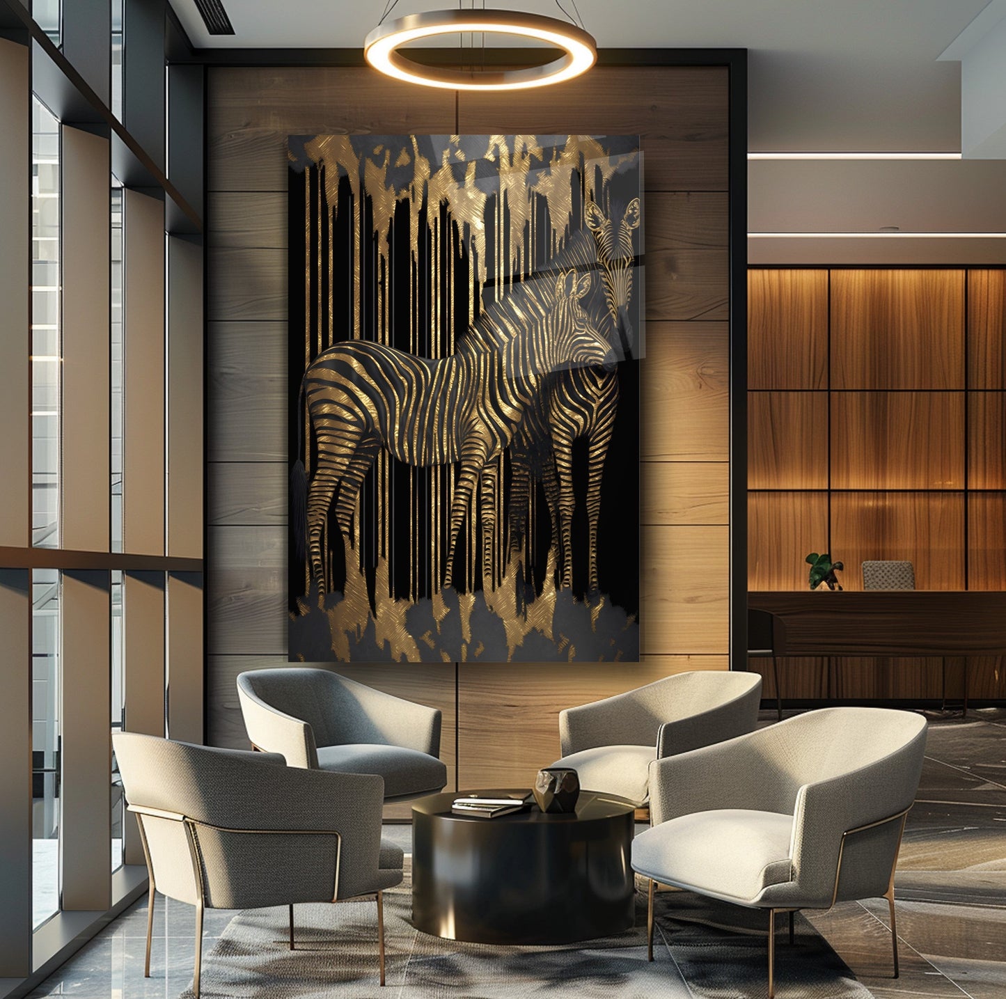 Gold Zebralar Cam Tablo