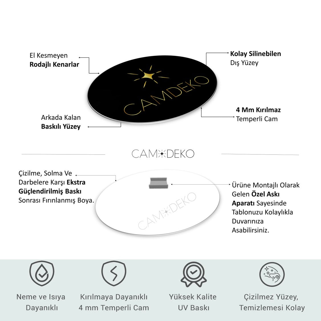 Gold Yaşam Çiçeği Yuvarlak Cam Tablo