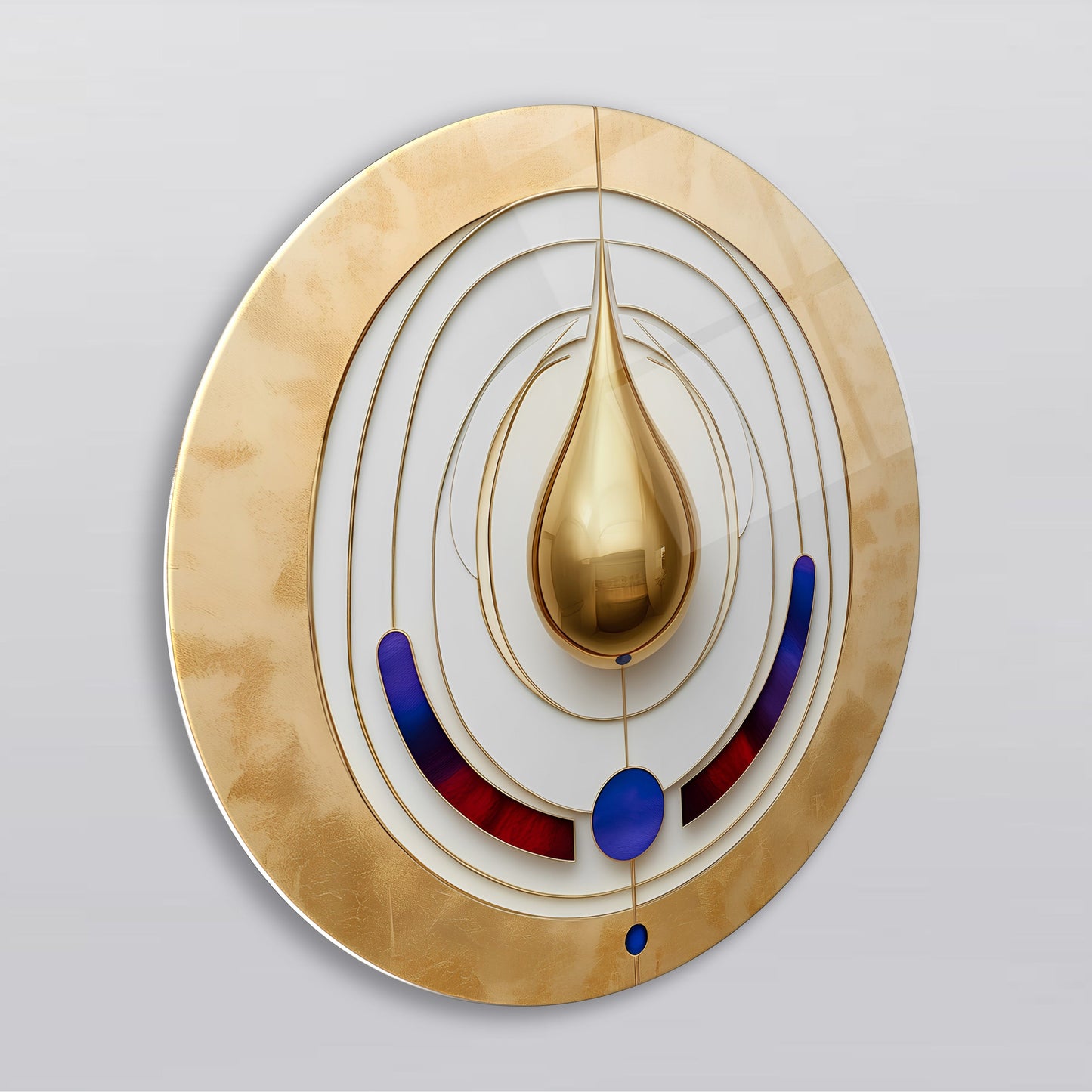 Soyut Gold Damla Yuvarlak Cam Tablo