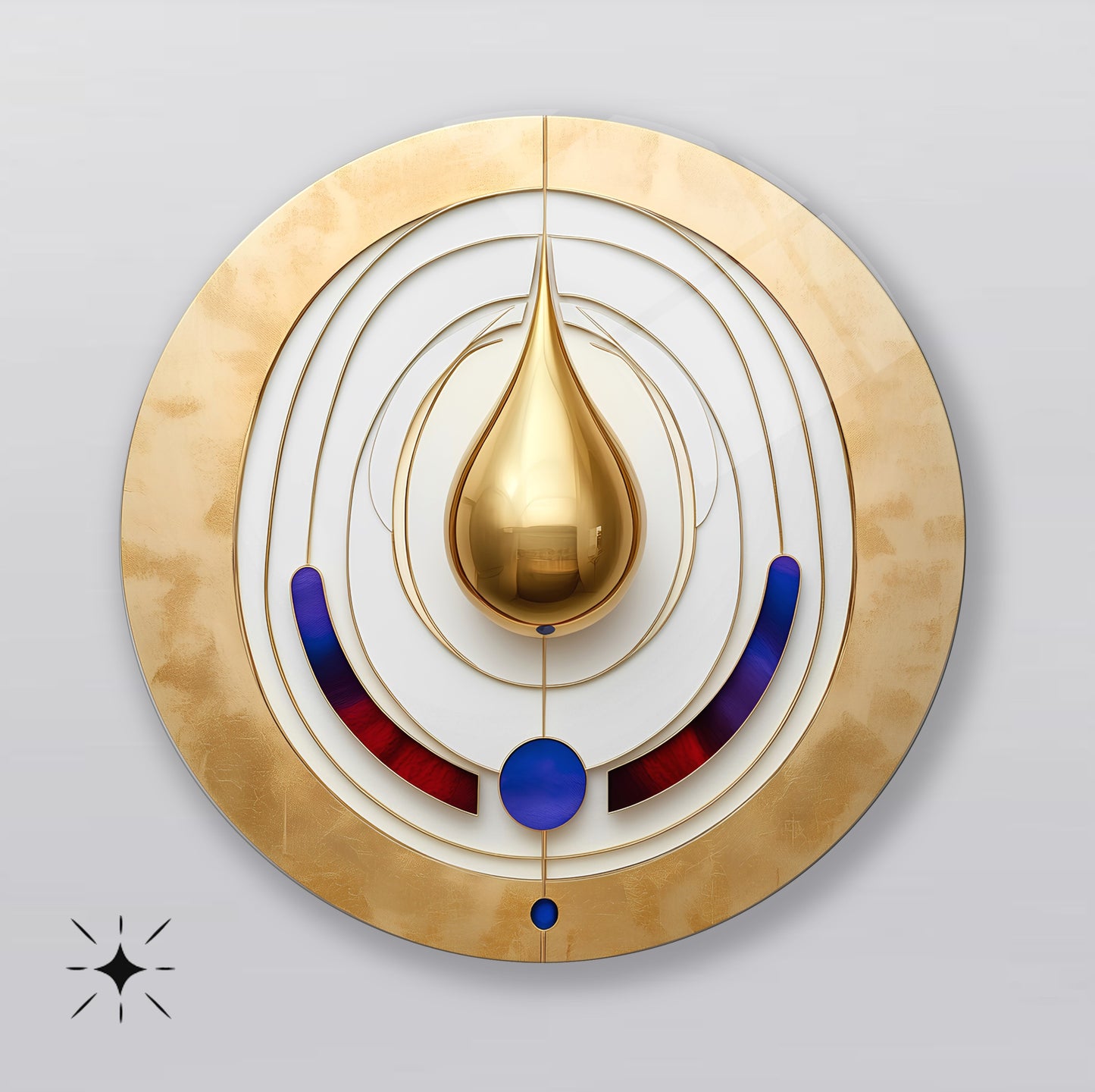 Soyut Gold Damla Yuvarlak Cam Tablo