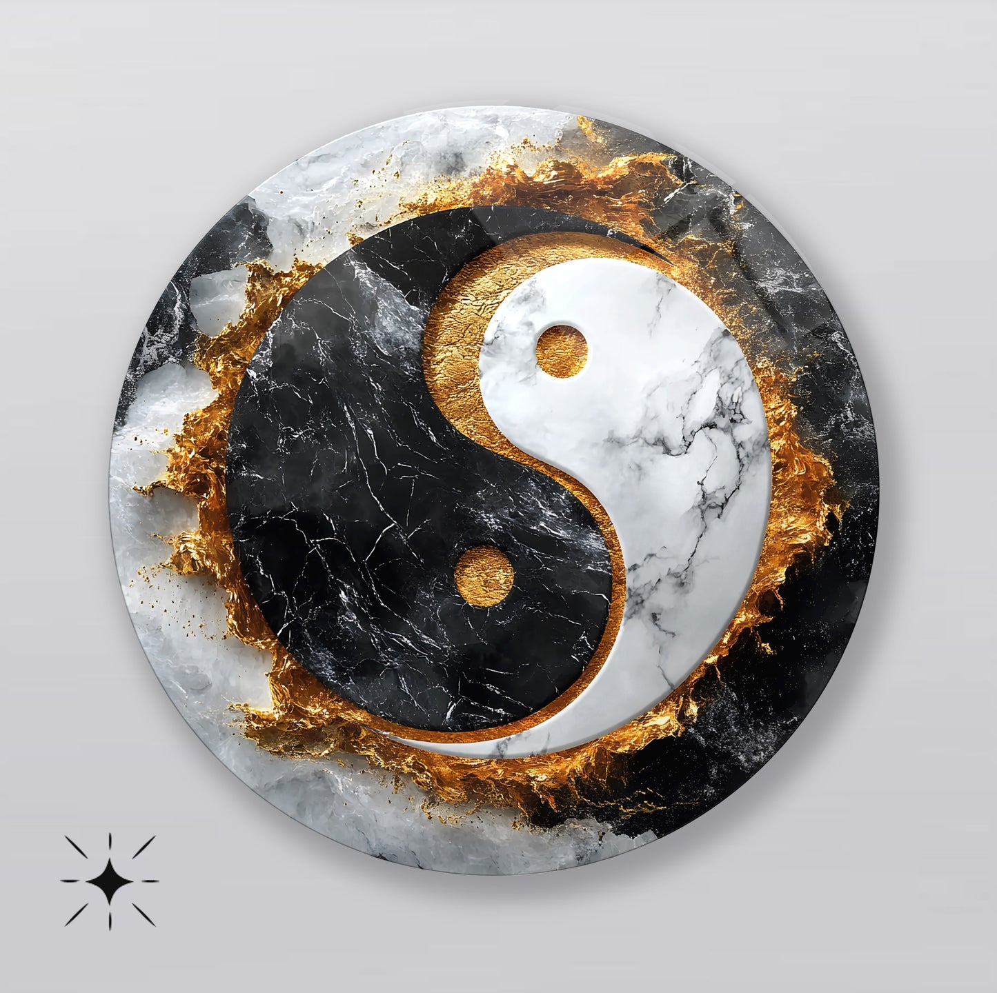 Ying Yang Yuvarlak Cam Tablo