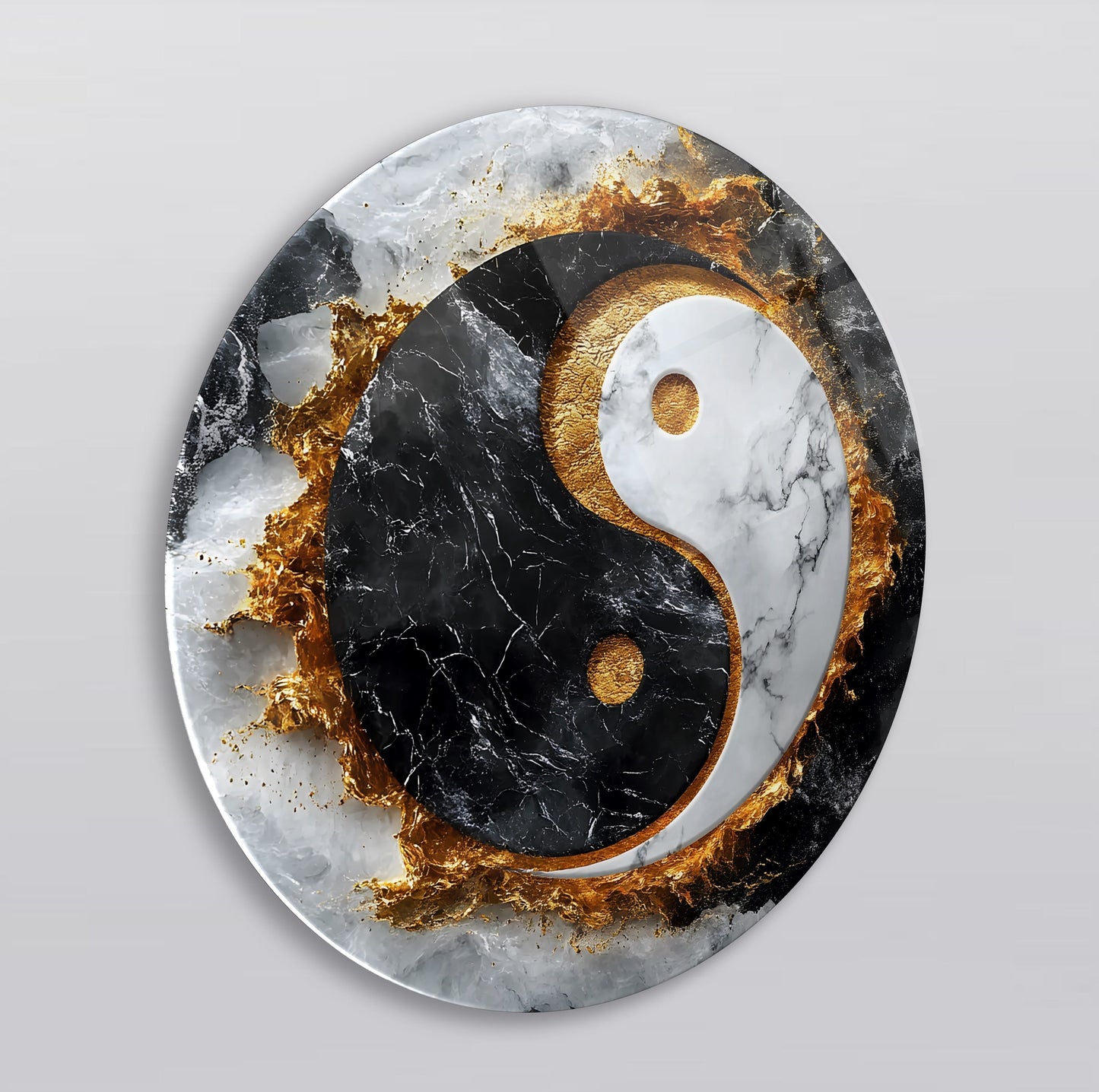 Ying Yang Yuvarlak Cam Tablo