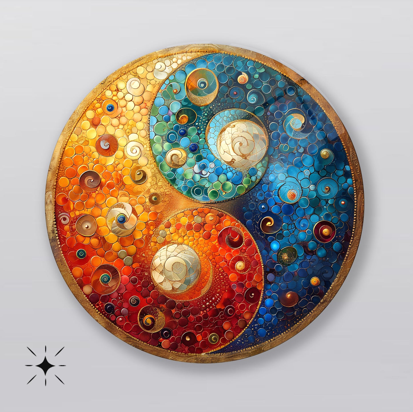 Ying Yang Yuvarlak Cam Tablo