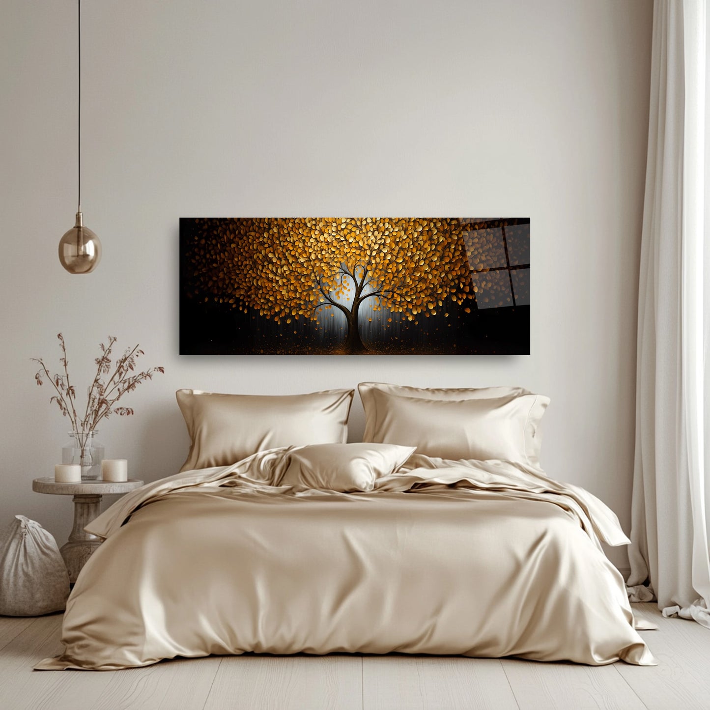 Gold Ağaç Panoramik Cam Tablo