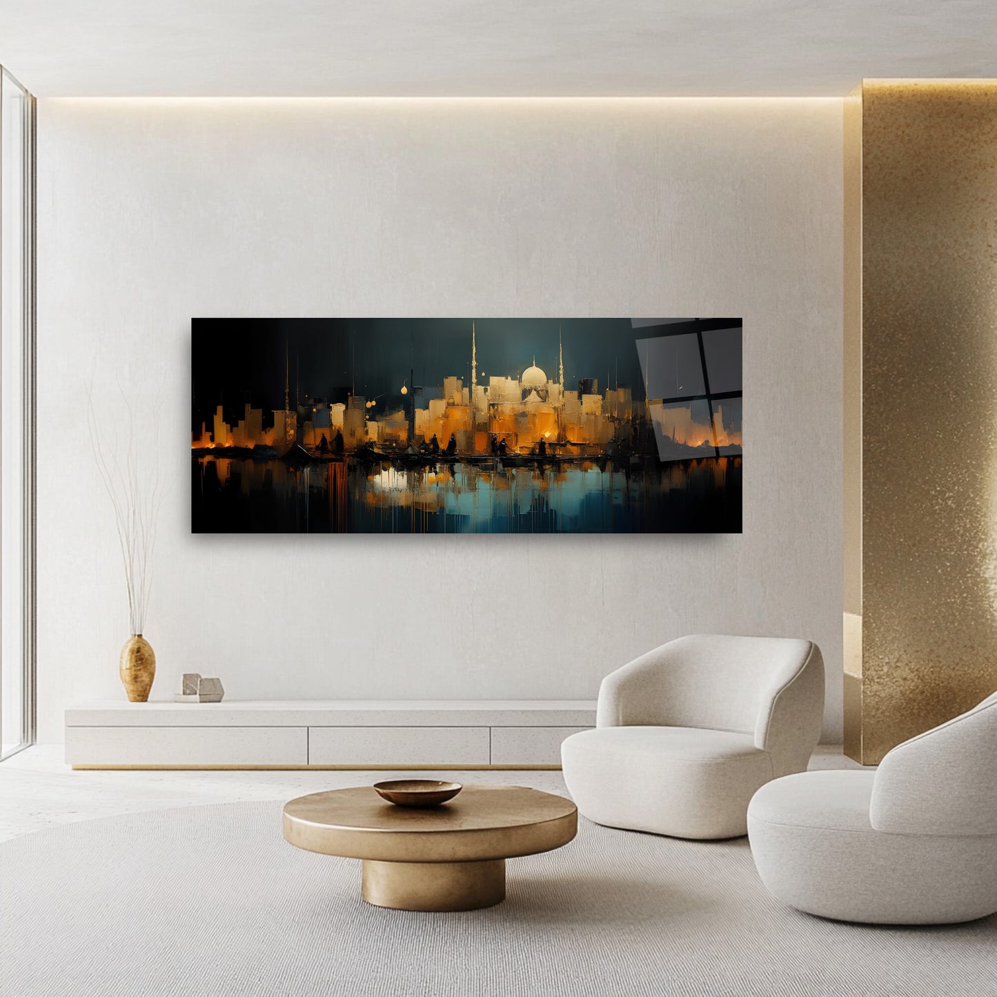 Sehir Manzarasi Panoramik Cam Tablo