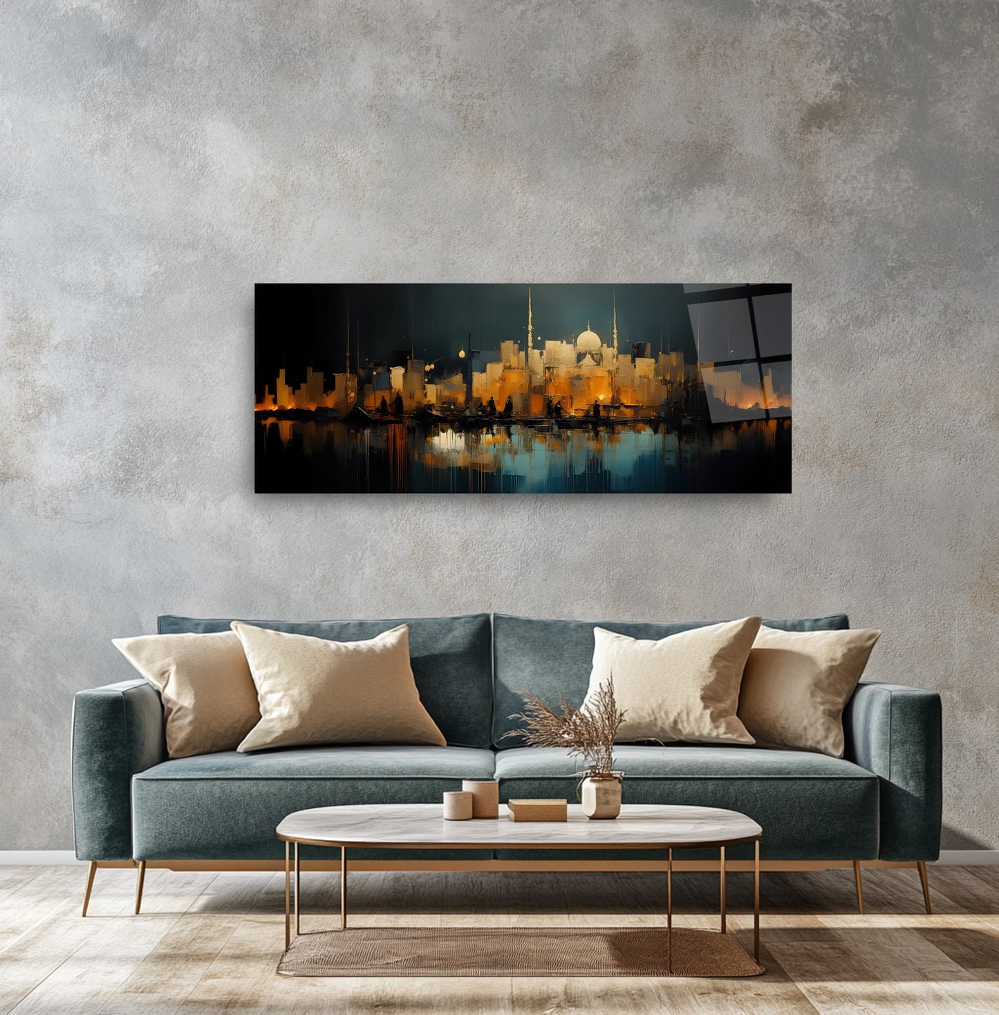 Aslan ve Kaplan Panoramik Cam Tablo