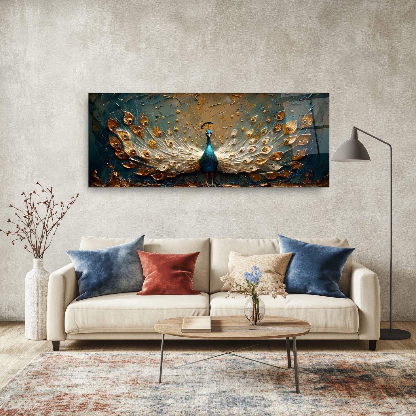 Tavuskuşu Panoramik Cam Tablo