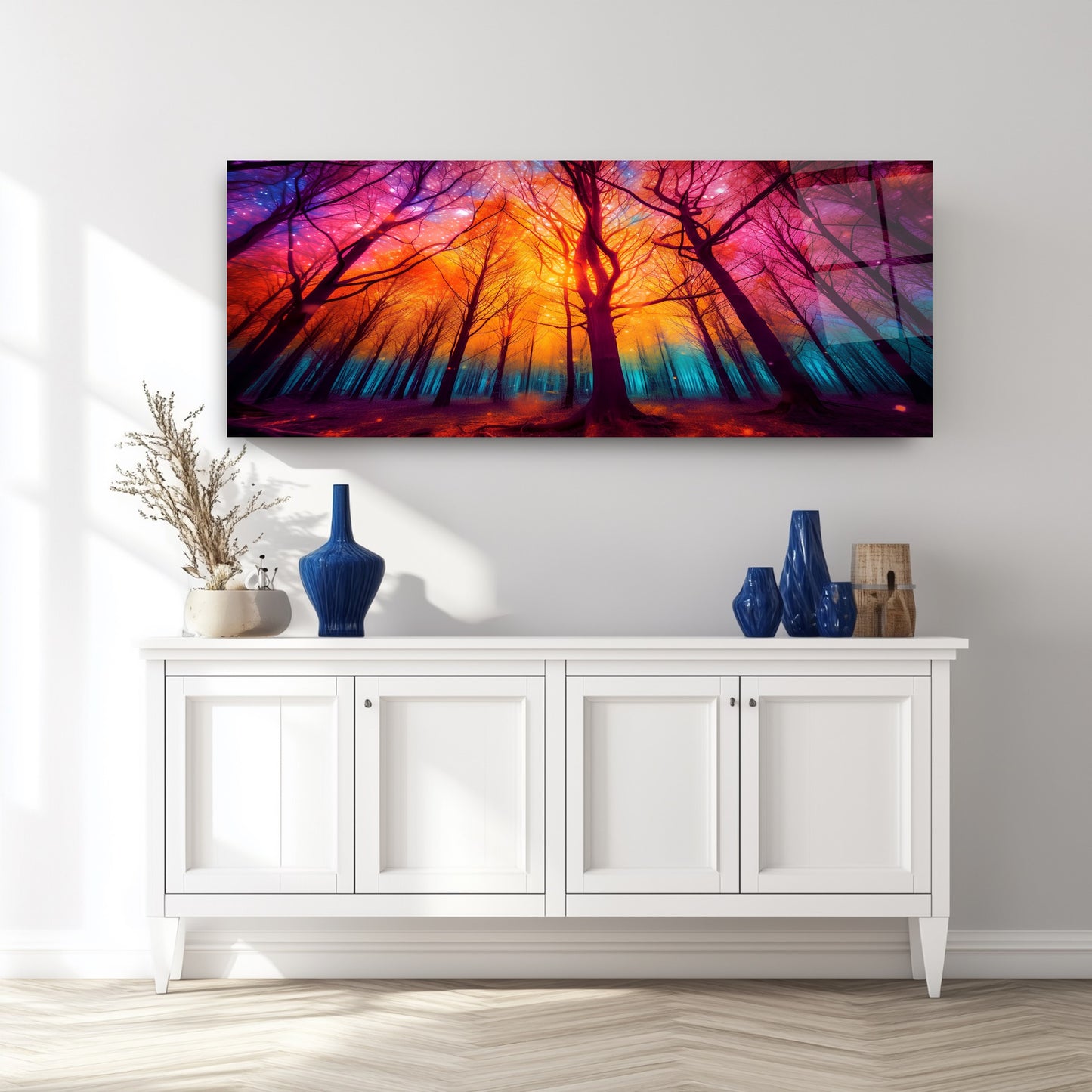 Renkli Orman Panoramik Cam Tablo