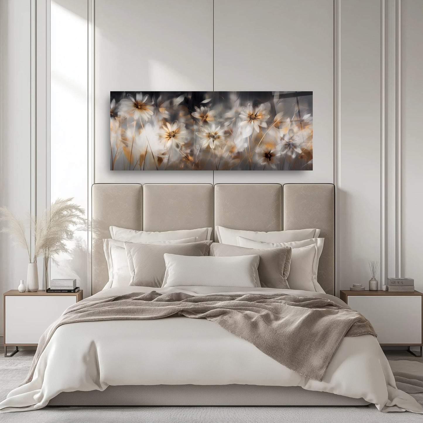 Çiçekler Panoramik Cam Tablo