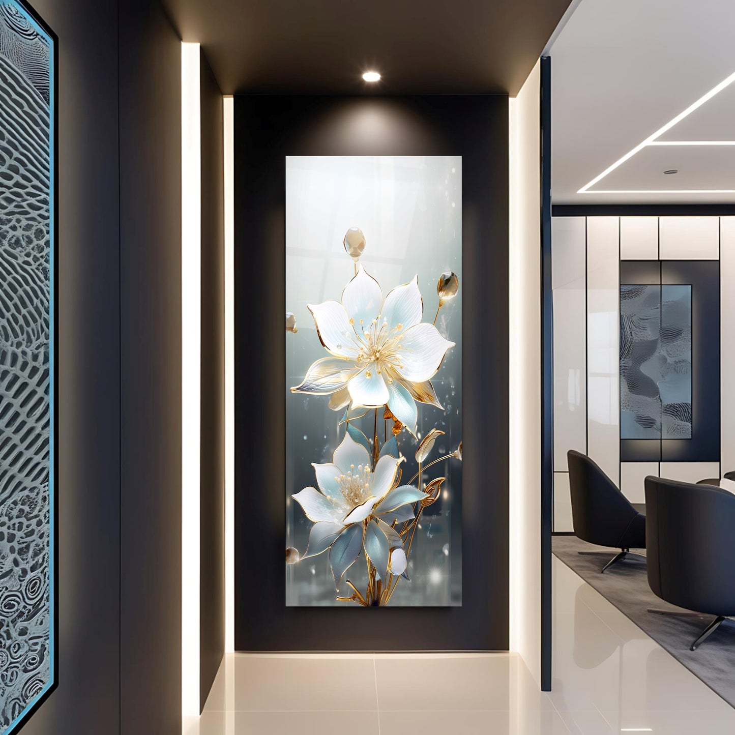 Çiçekler Panoramik Cam Tablo