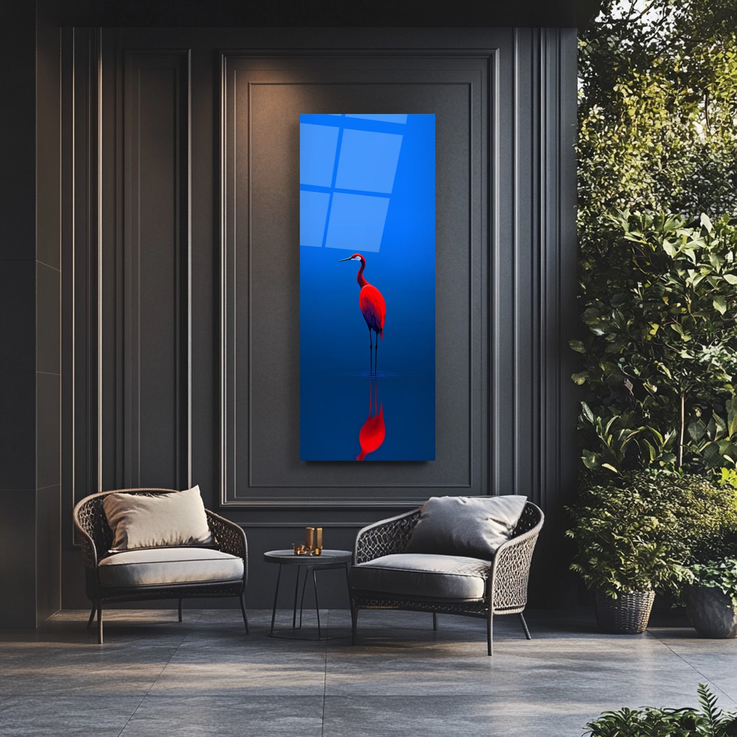 Kırmızı Kuş Panoramik Cam Tablo