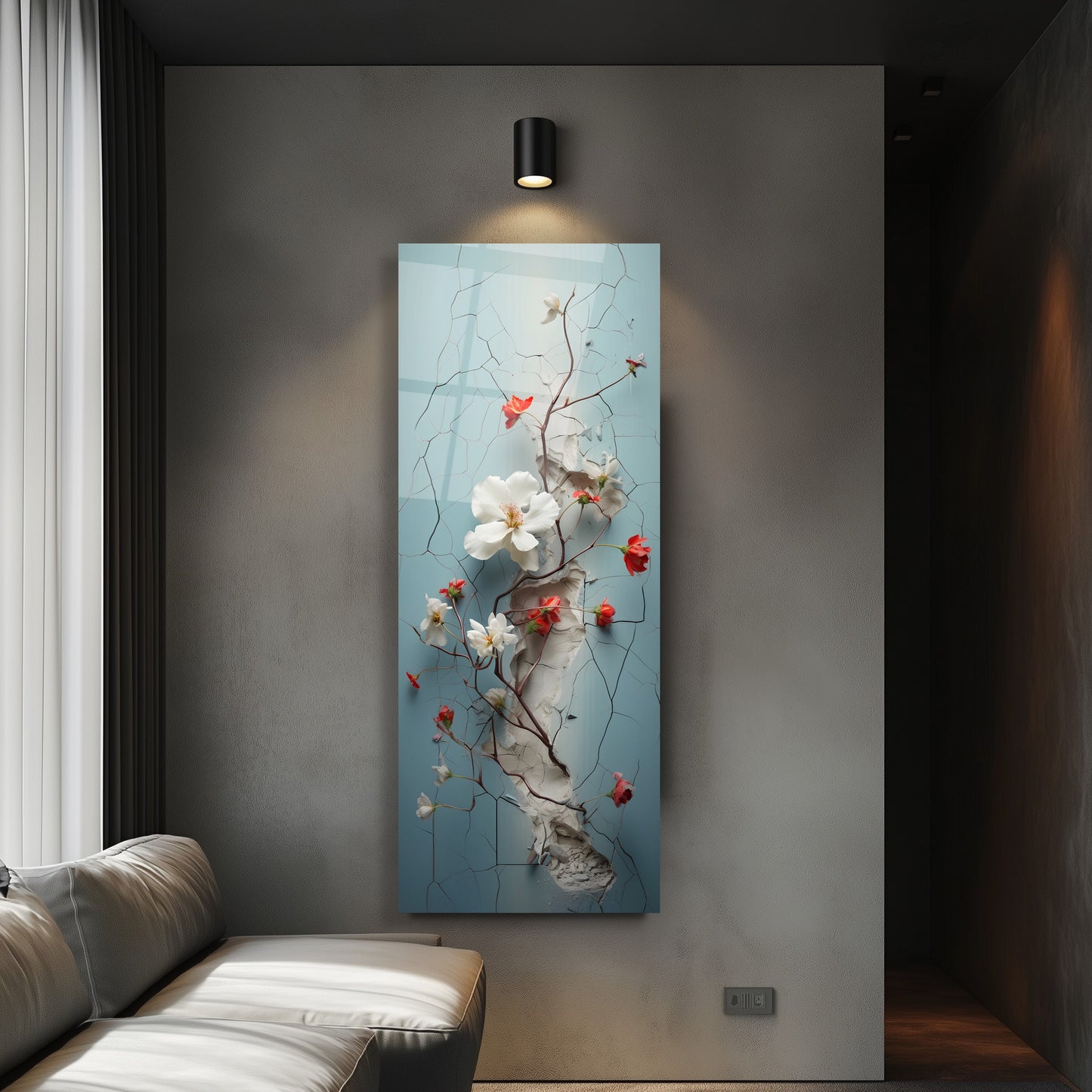 Çiçekler Panoramik Cam Tablo