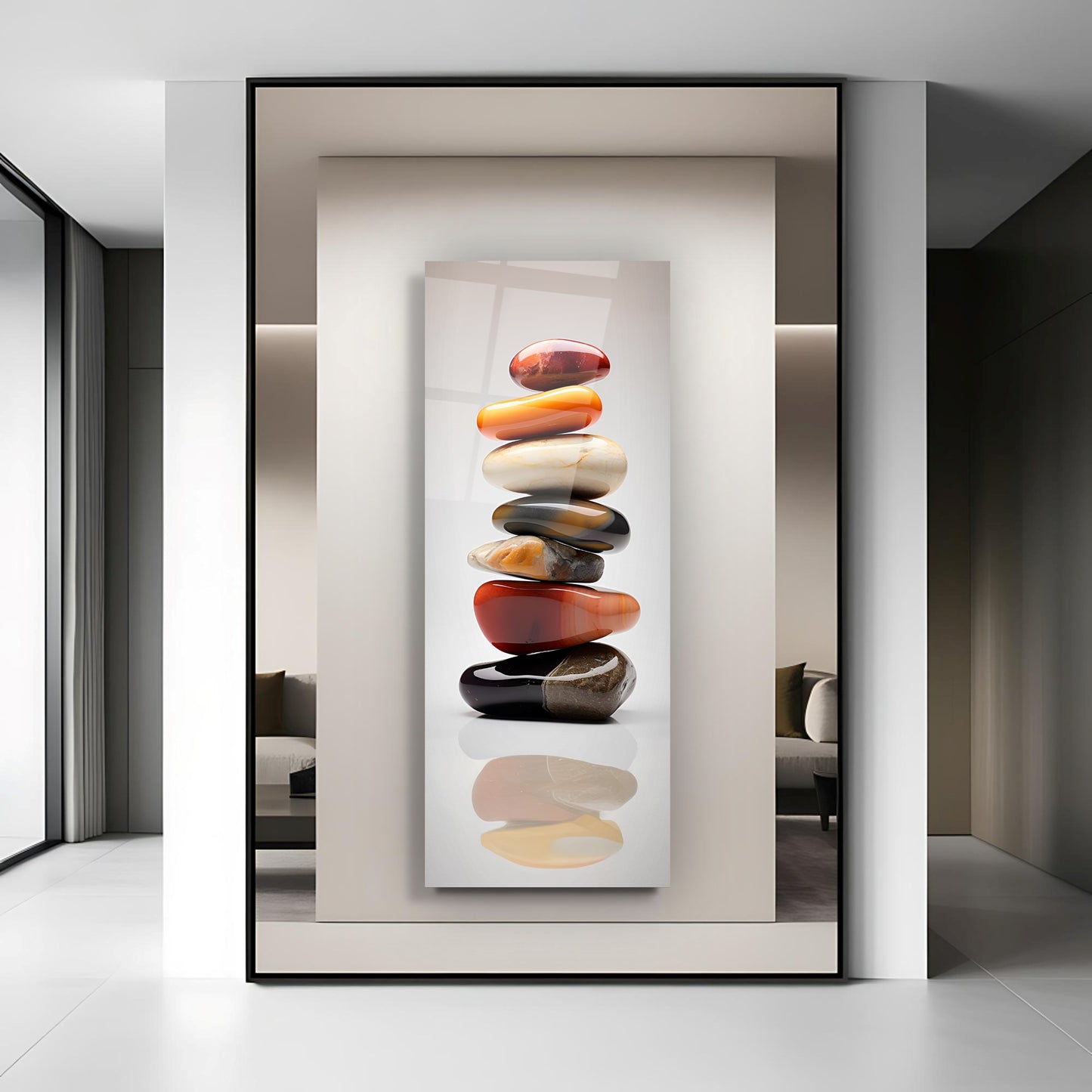 Çakıl Taşları Panoramik Cam Tablo