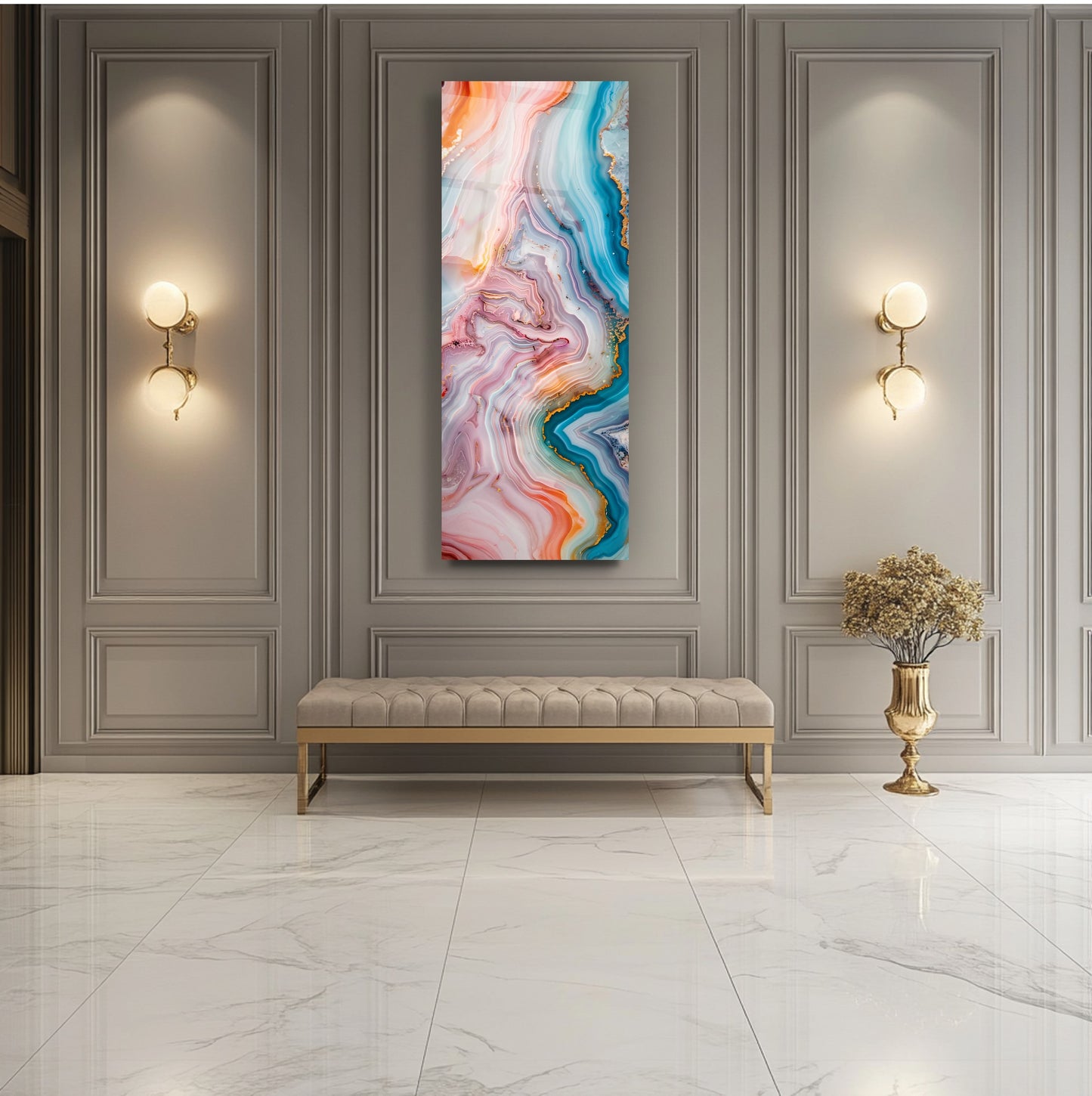 Mermer Desen Panoramik Cam Tablo