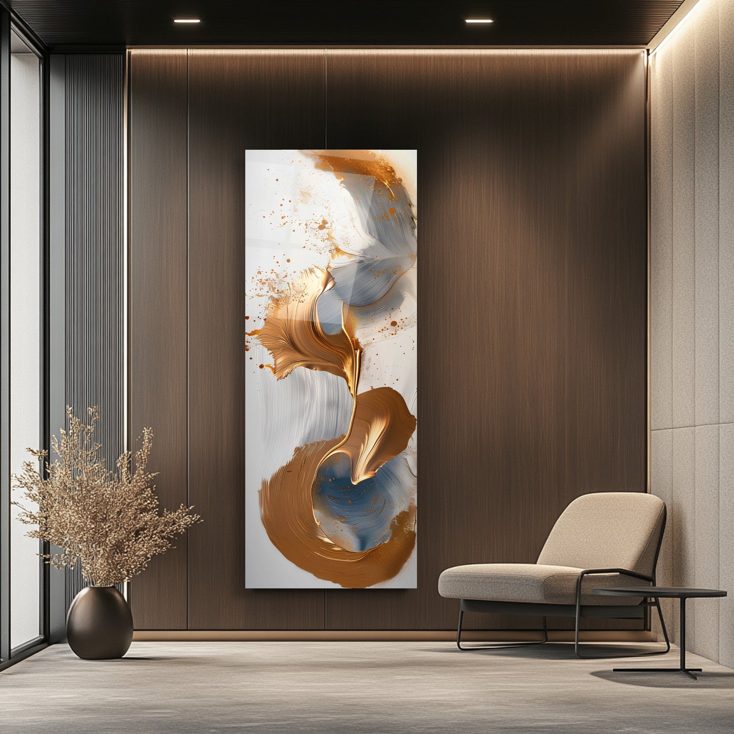 Soyut Gold Panoramik Cam Tablo