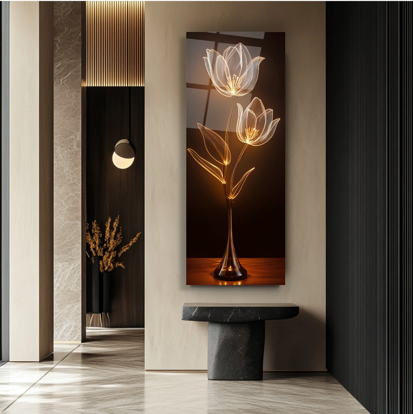 Çiçek Panoramik Cam Tablo