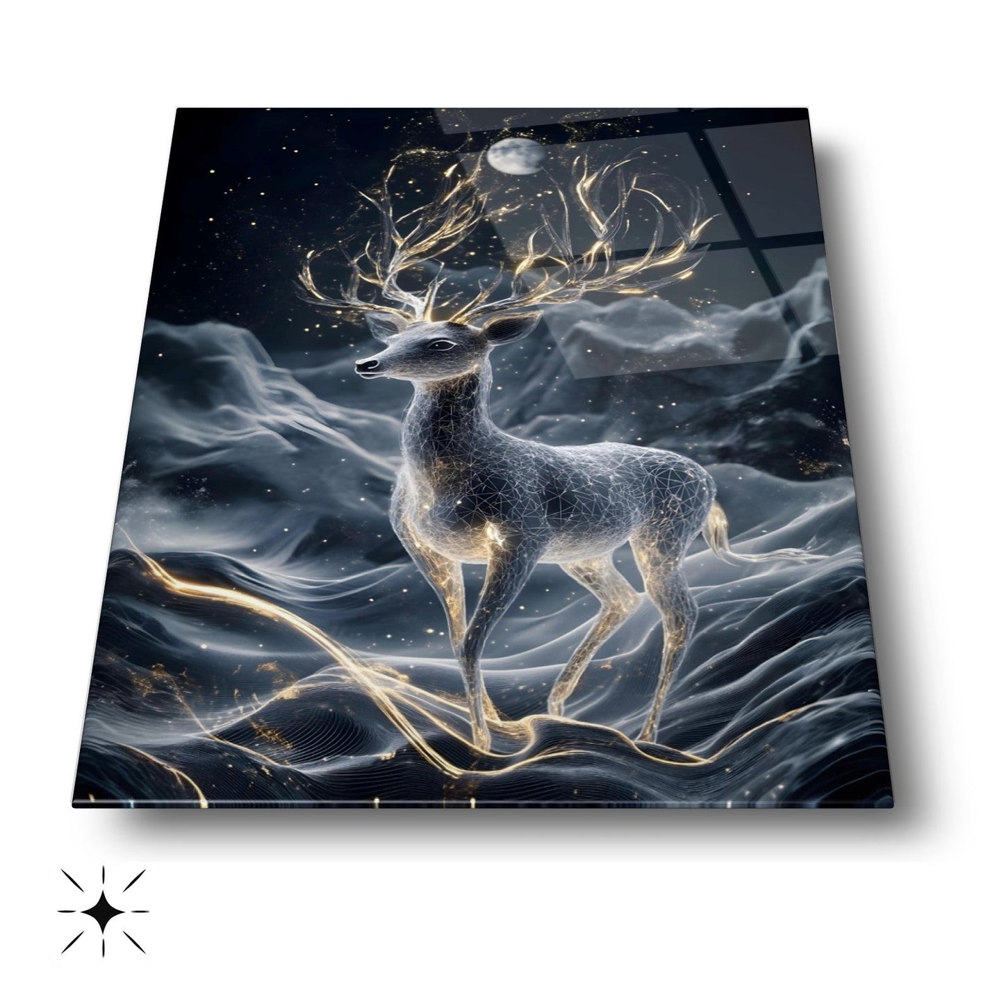 Işıklı Geyik Cam Tablo