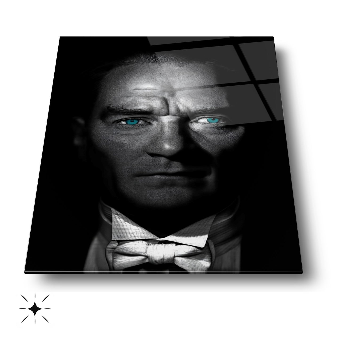 Mavi Gözlü Atatürk Cam Tablo