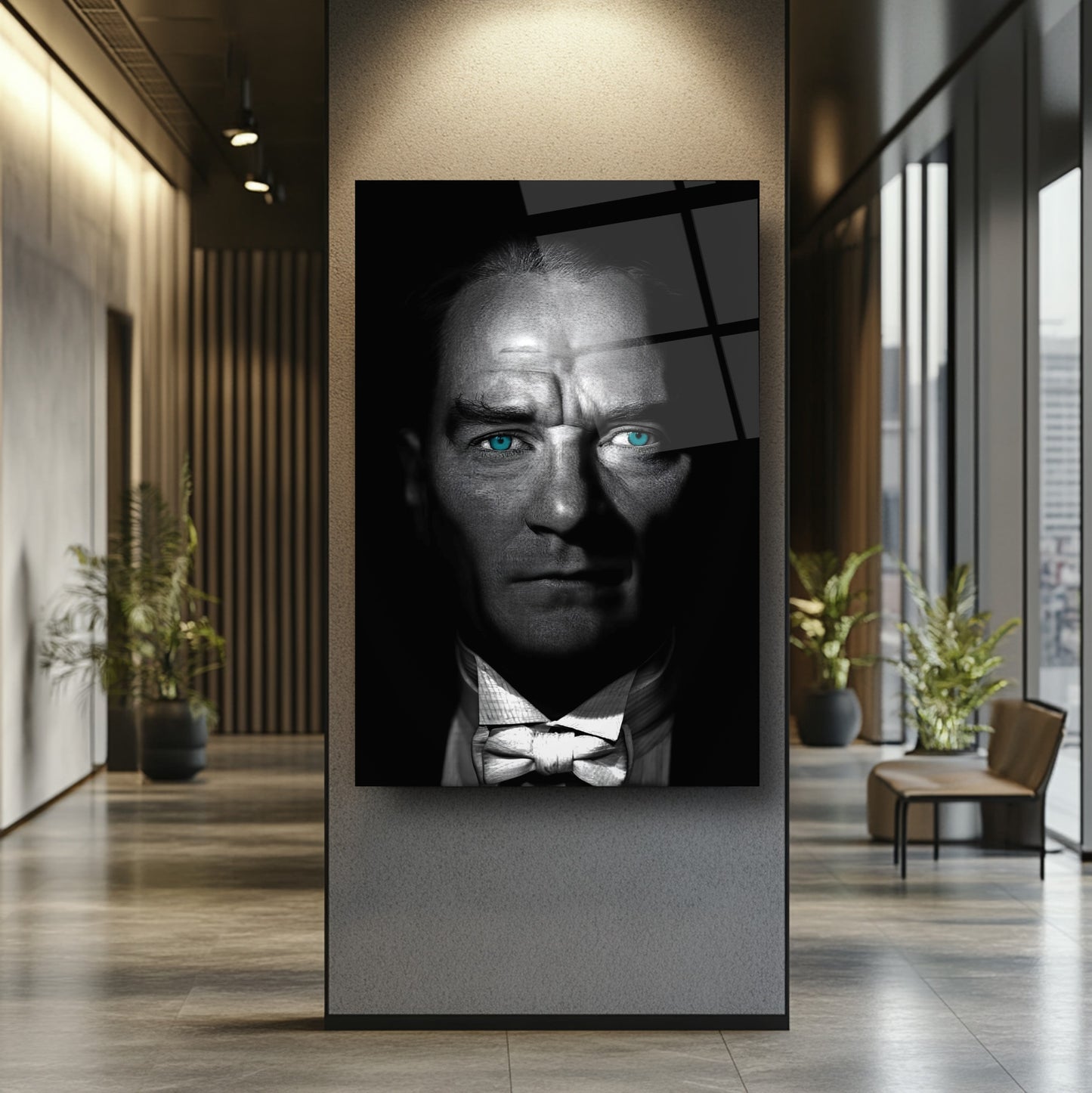 Mavi Gözlü Atatürk Cam Tablo