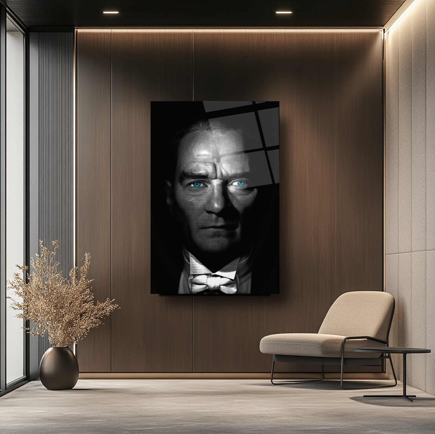 Mavi Gözlü Atatürk Cam Tablo