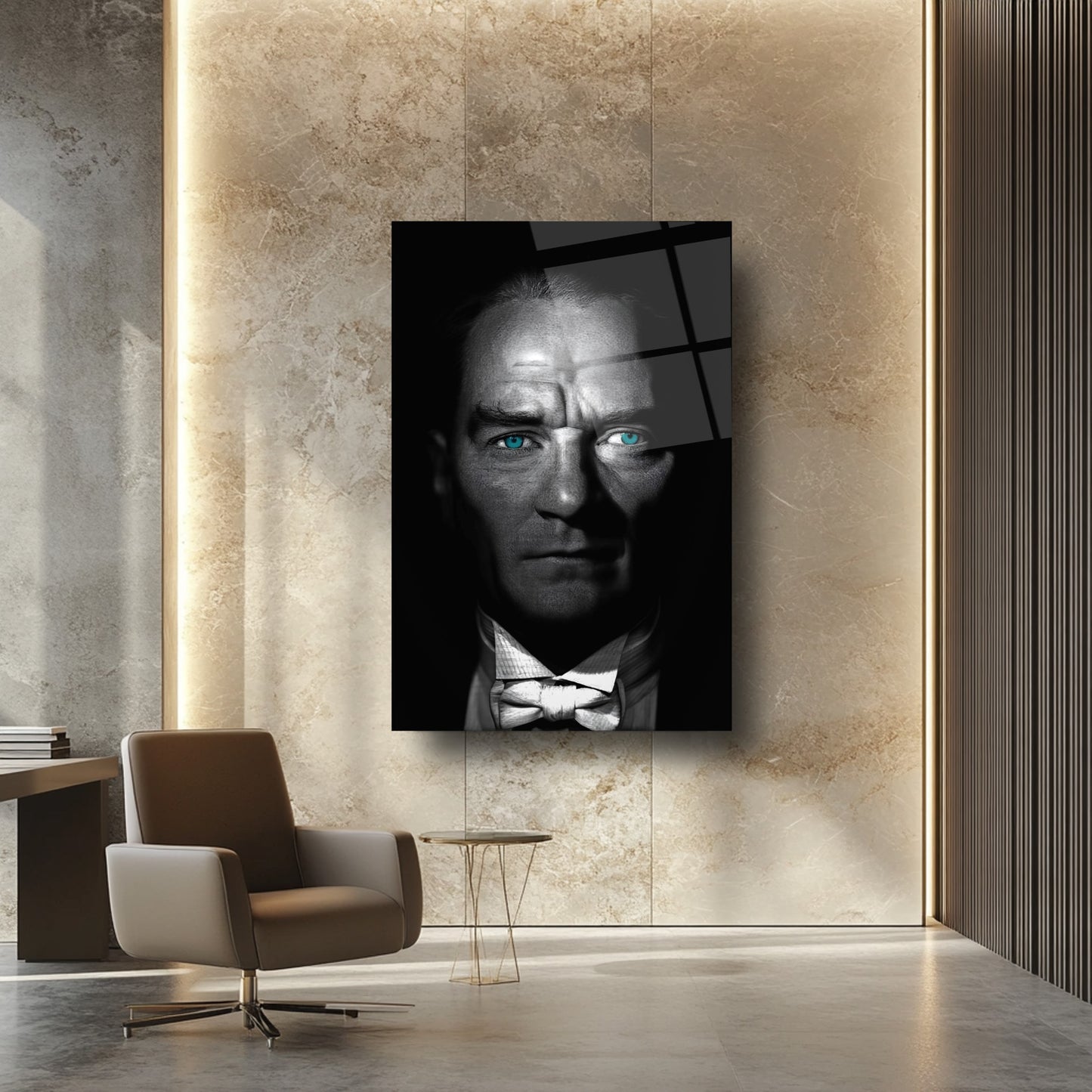 Mavi Gözlü Atatürk Cam Tablo