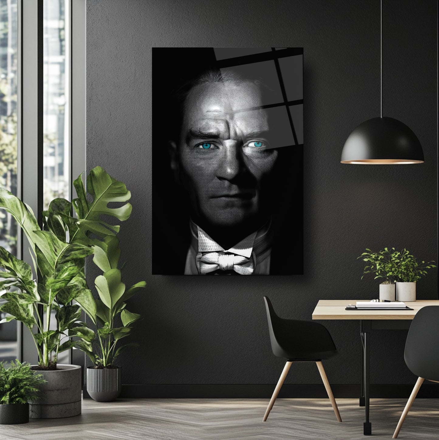 Mavi Gözlü Atatürk Cam Tablo