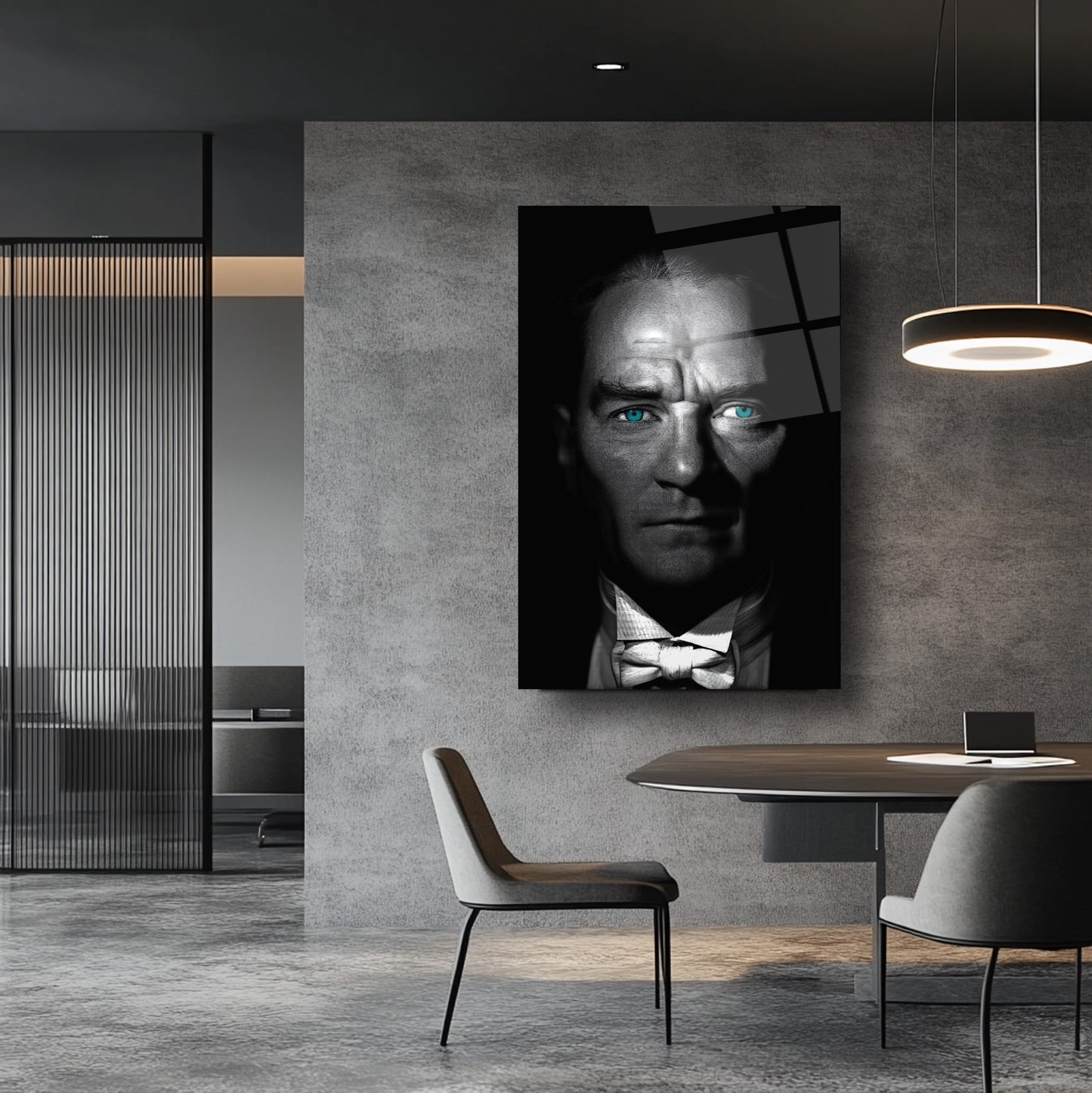 Mavi Gözlü Atatürk Cam Tablo
