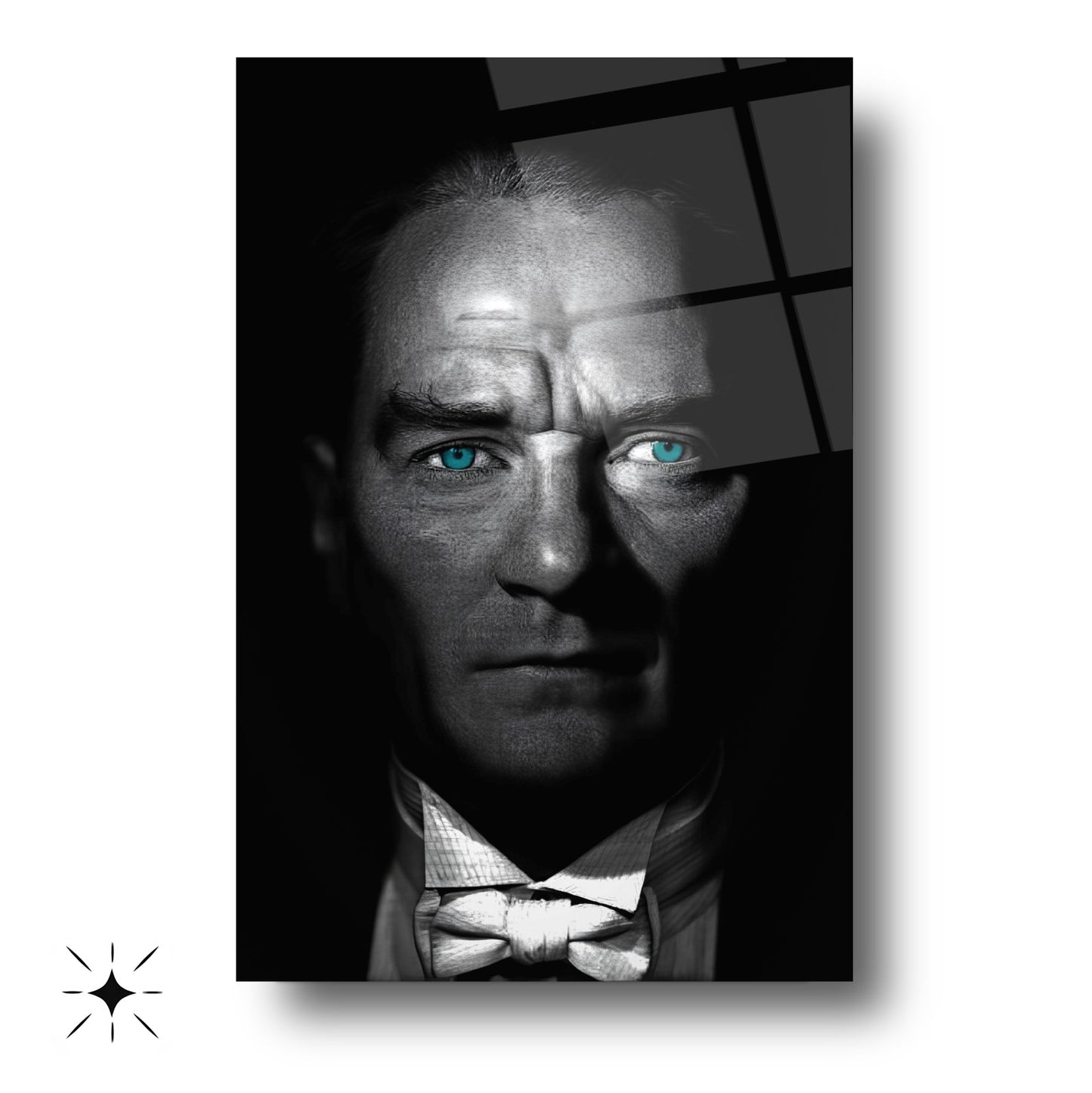 Mavi Gözlü Atatürk Cam Tablo
