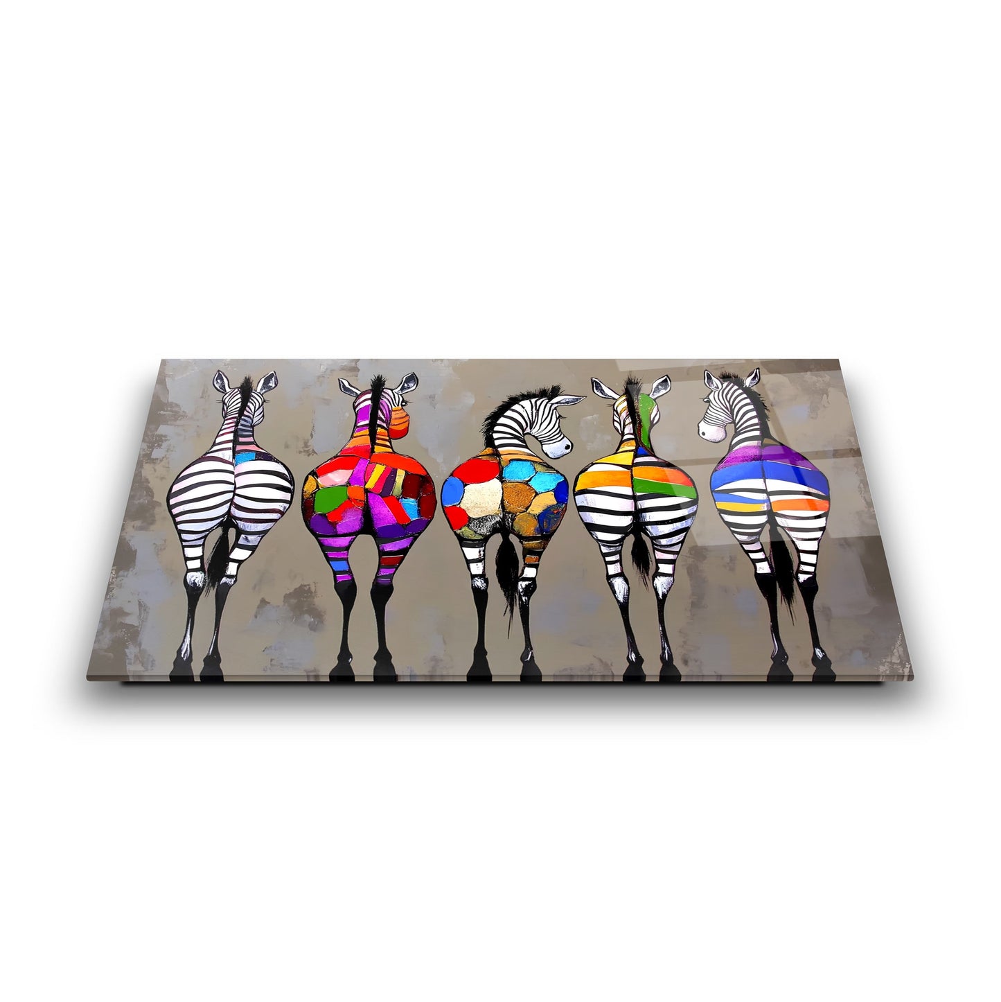 Renkli Zebralar Cam Tablo