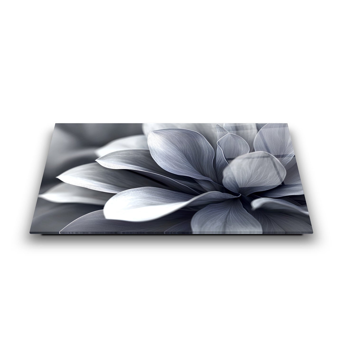 Gri Yapraklar Cam Tablo