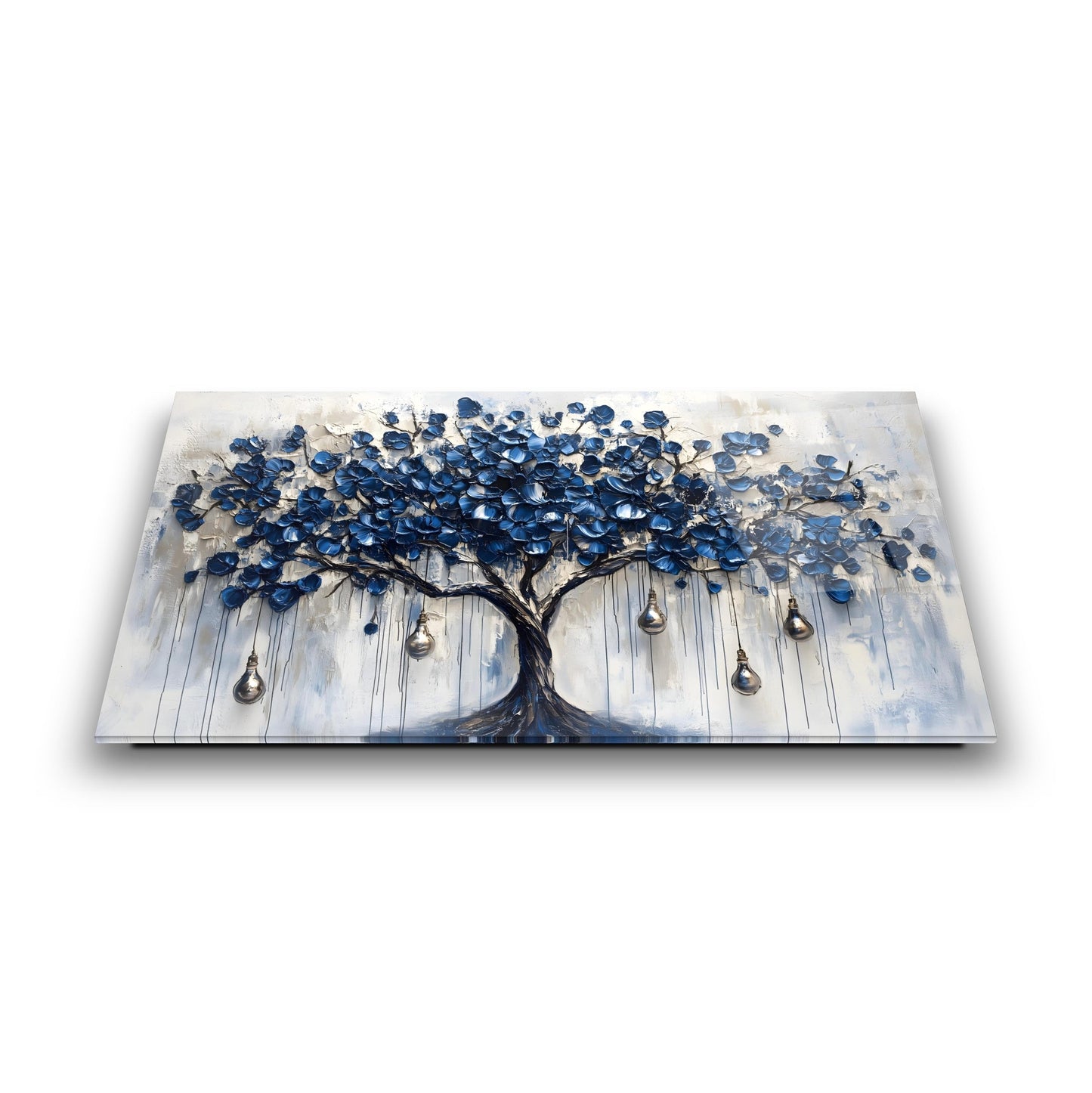 Mavi Hayat Ağacı Cam Tablo