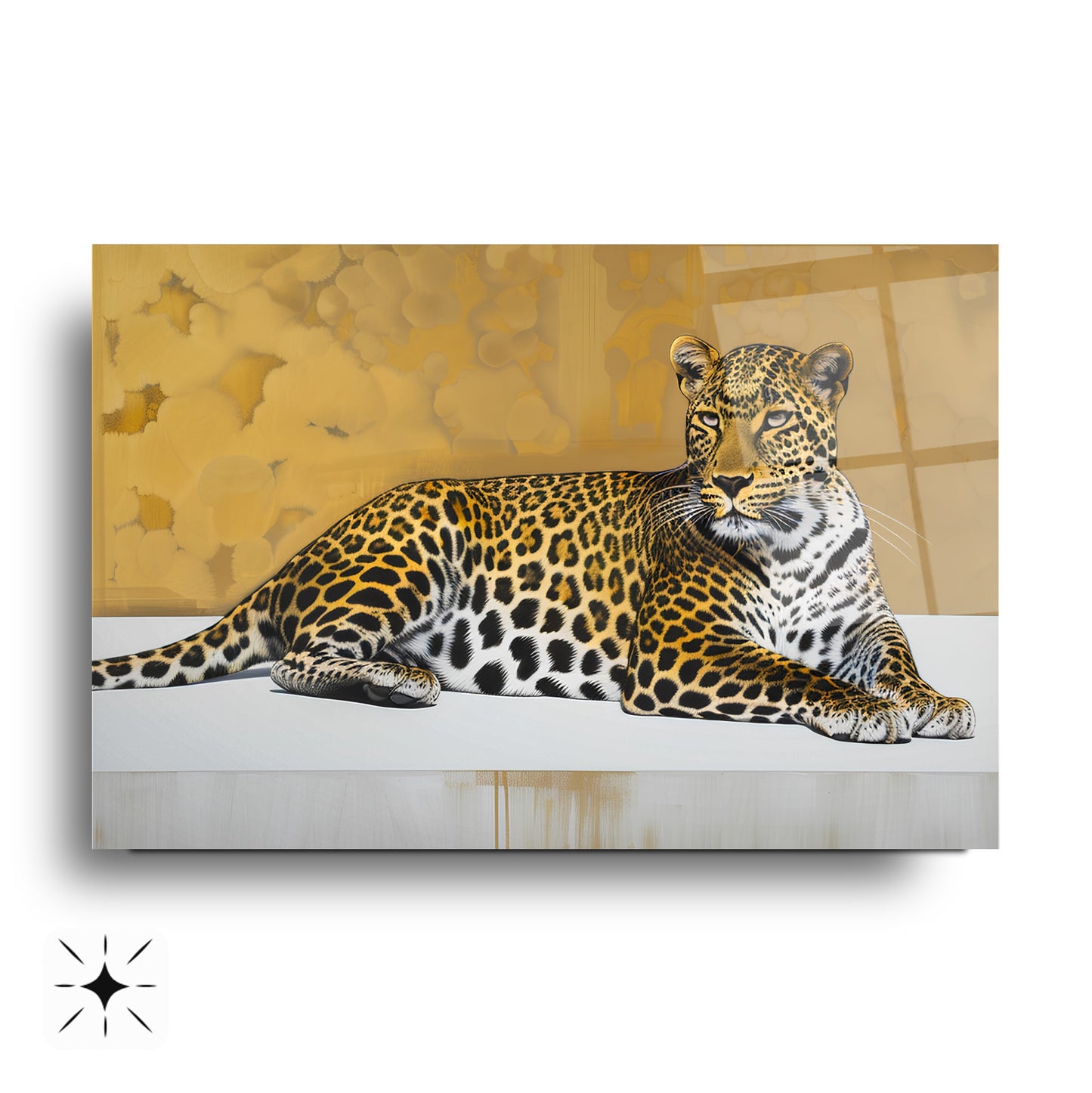 Gold Detaylı Leopar Cam Tablo