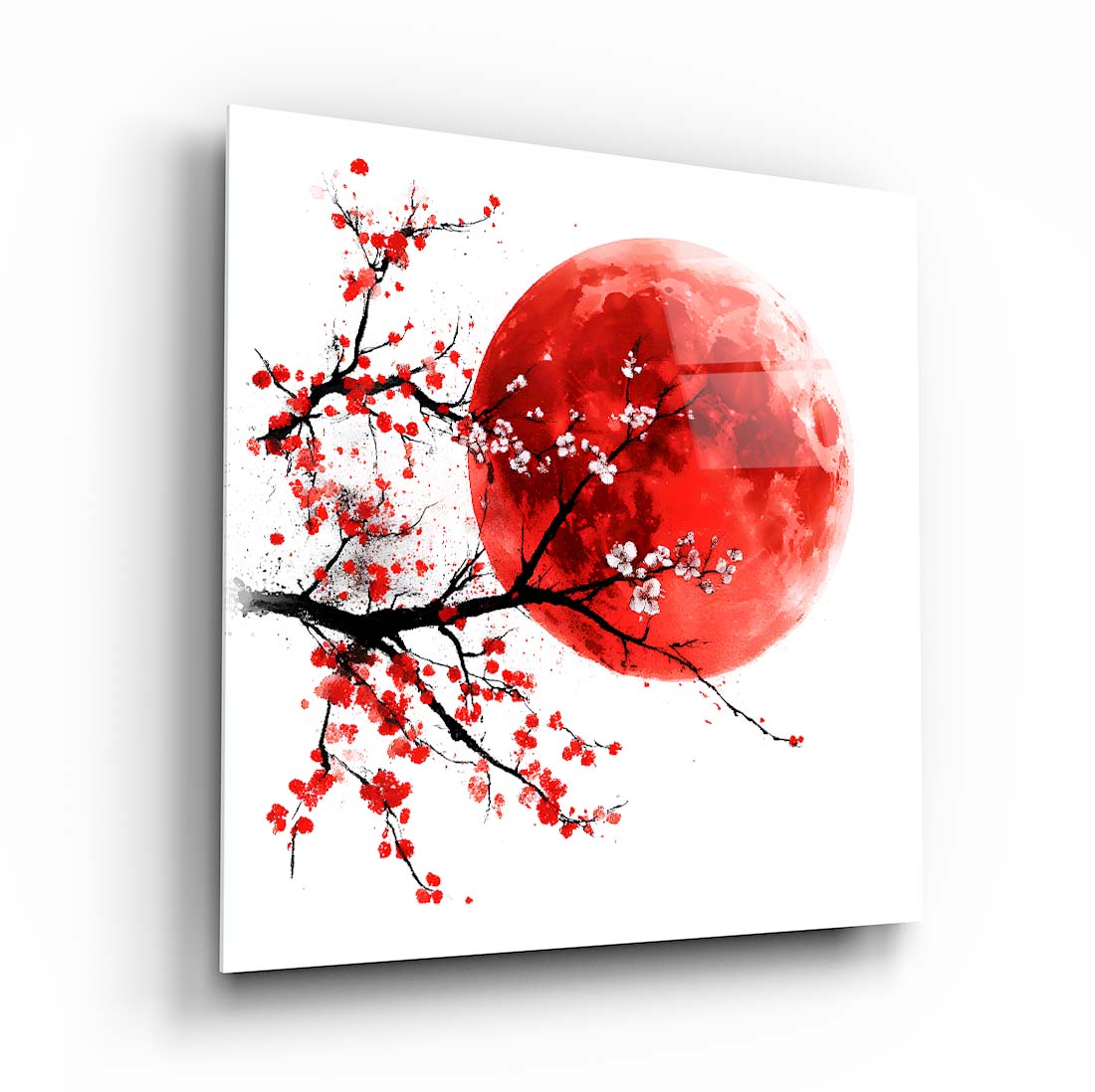 Japon Kiraz Çiçeği Cam Tablo
