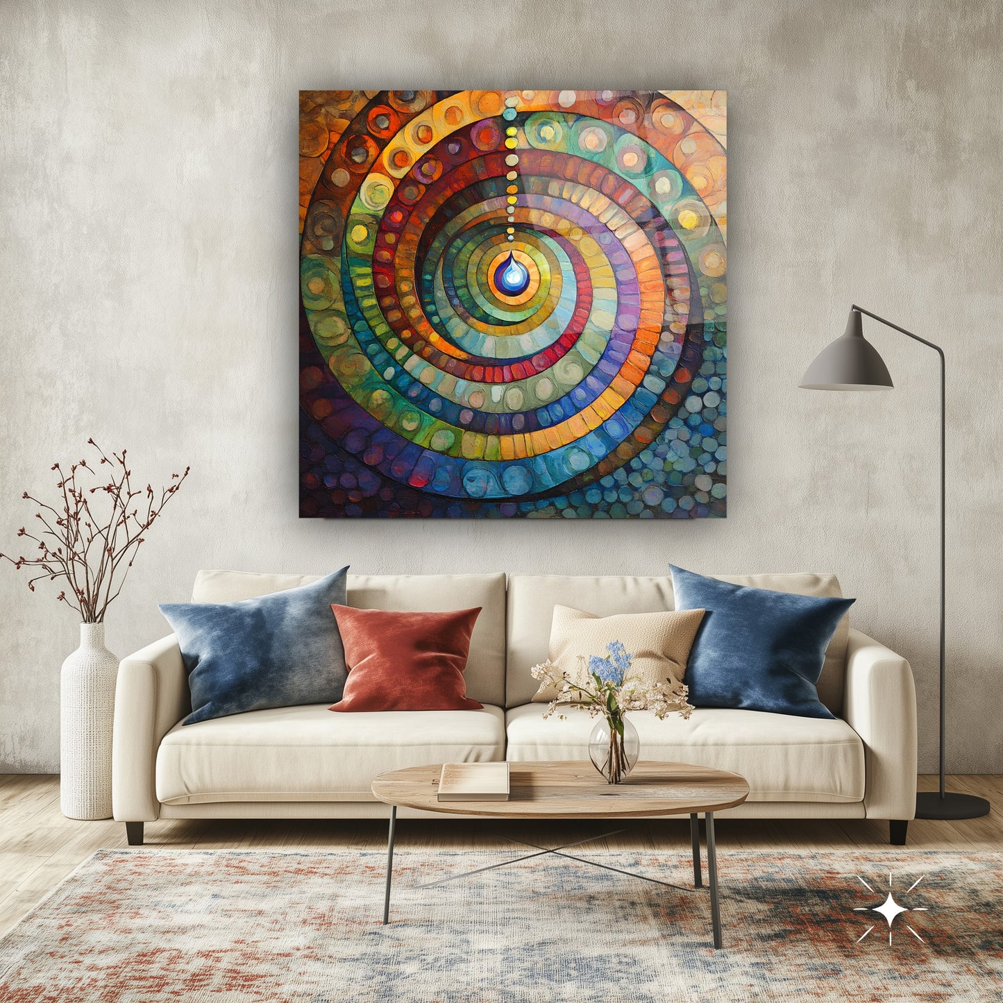 Renkli Soyut Spiral Cam Tablo