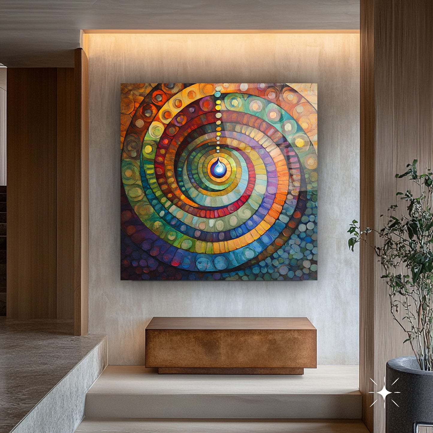 Renkli Soyut Spiral Cam Tablo