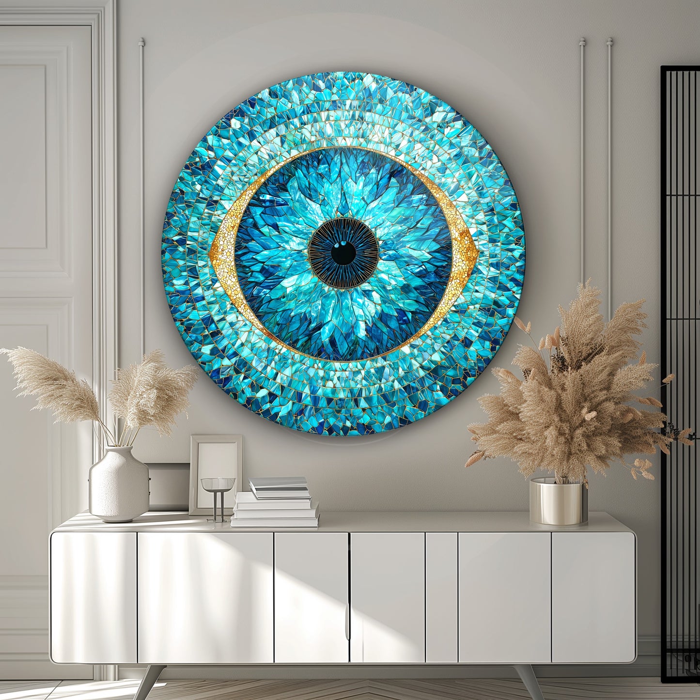 Kristal Vitray Göz Bebeği Yuvarlak Cam Tablo