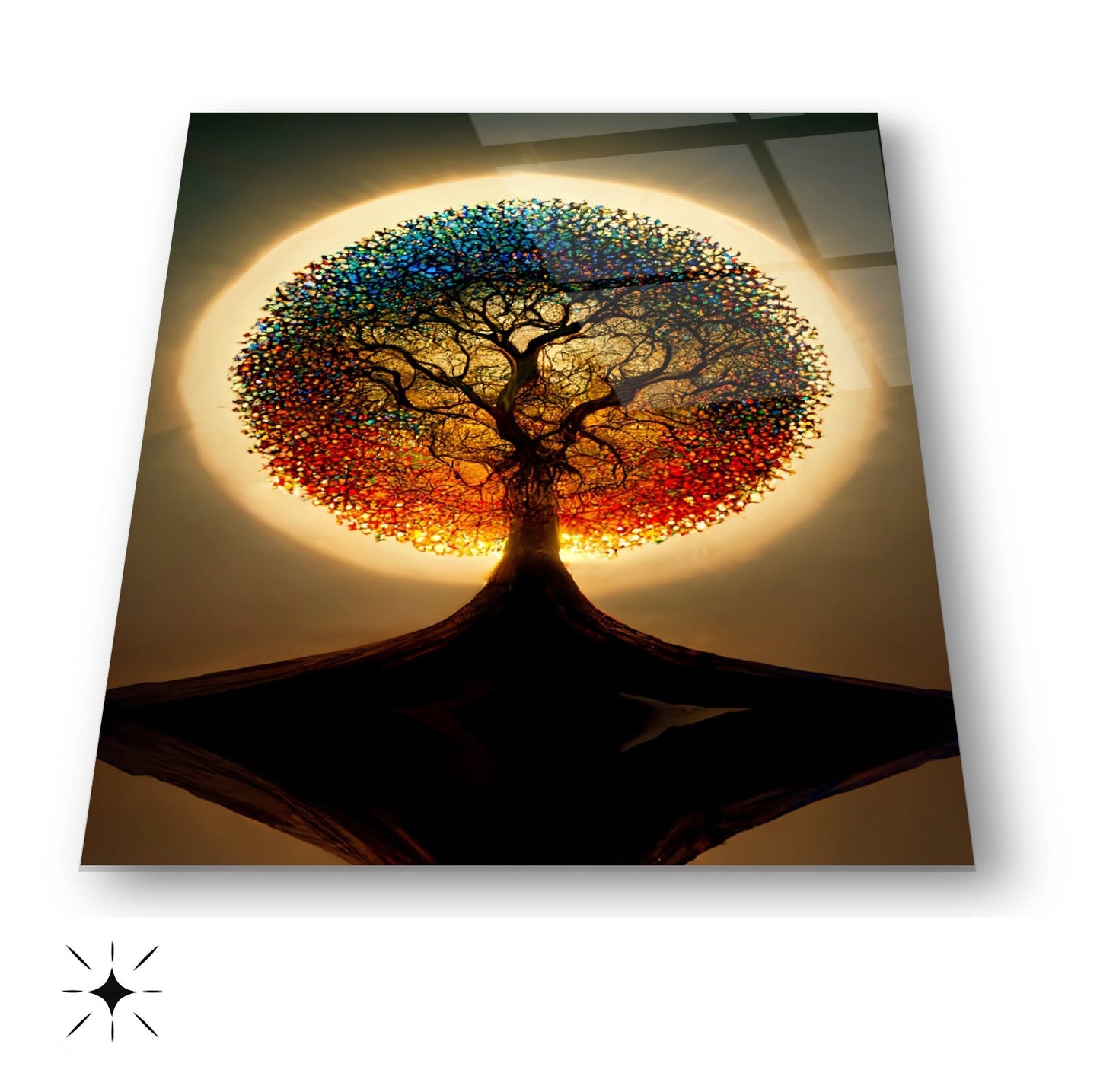 Gün Batımı Hayat Ağacı Cam Tablo
