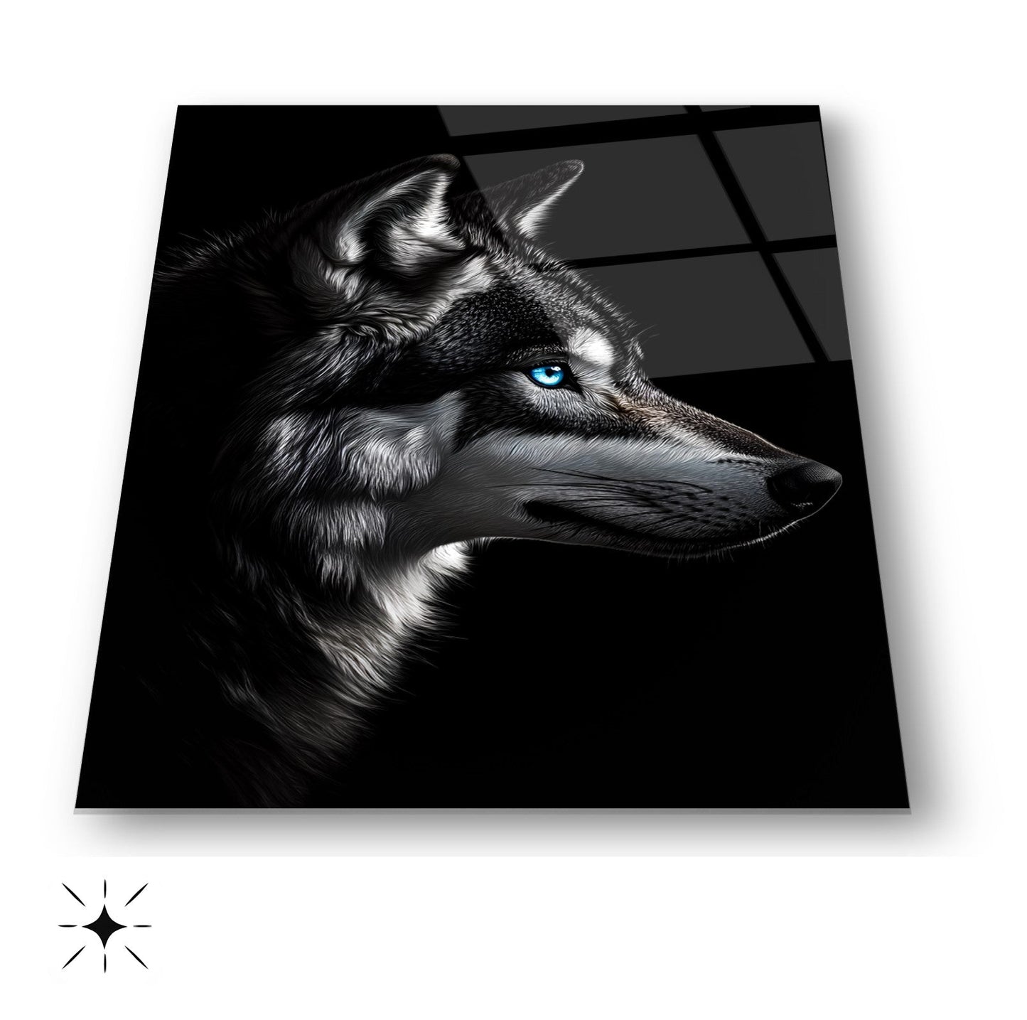 Mavi Gözlü Kurt Cam Tablo