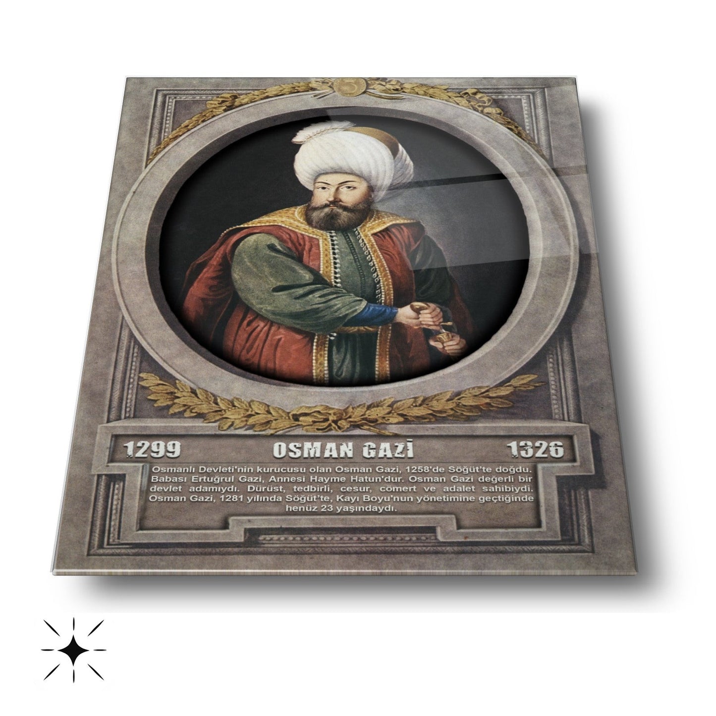 Osmanlı Padişahı Osman Gazi Cam Tablo