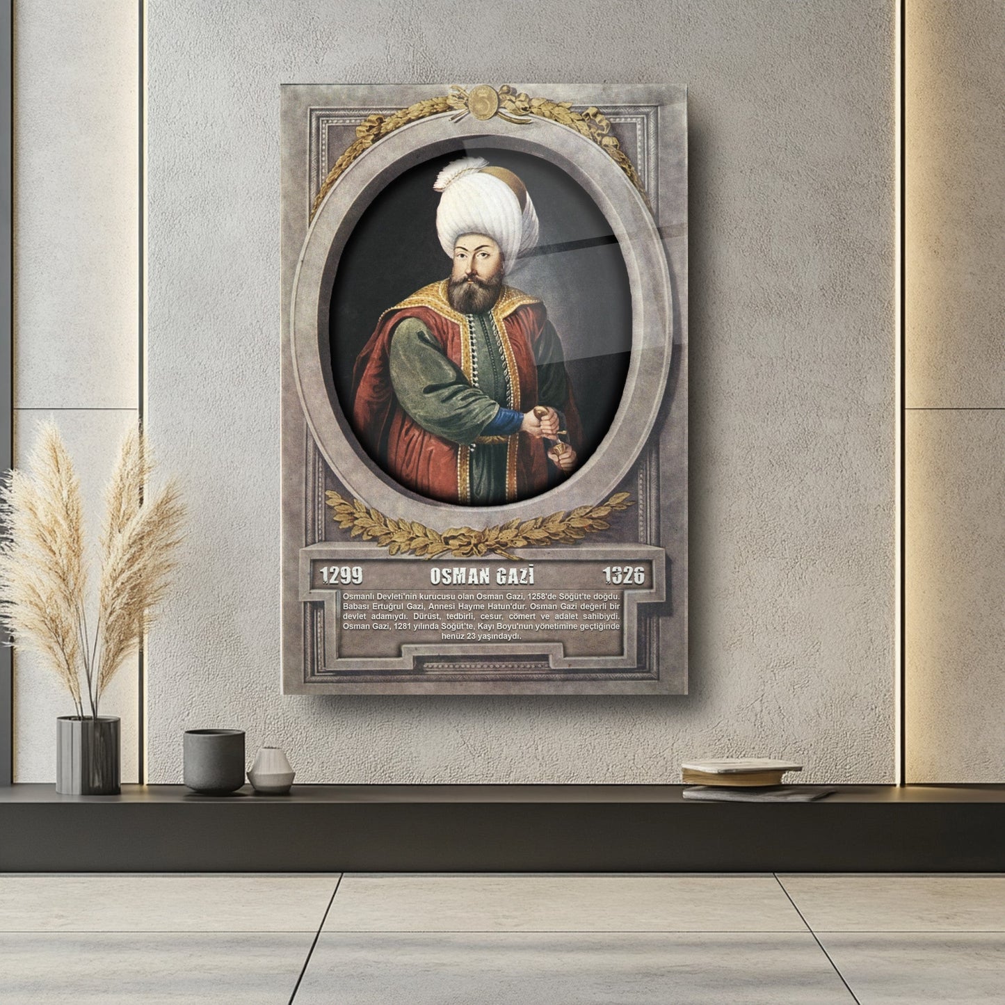 Osmanlı Padişahı Osman Gazi Cam Tablo