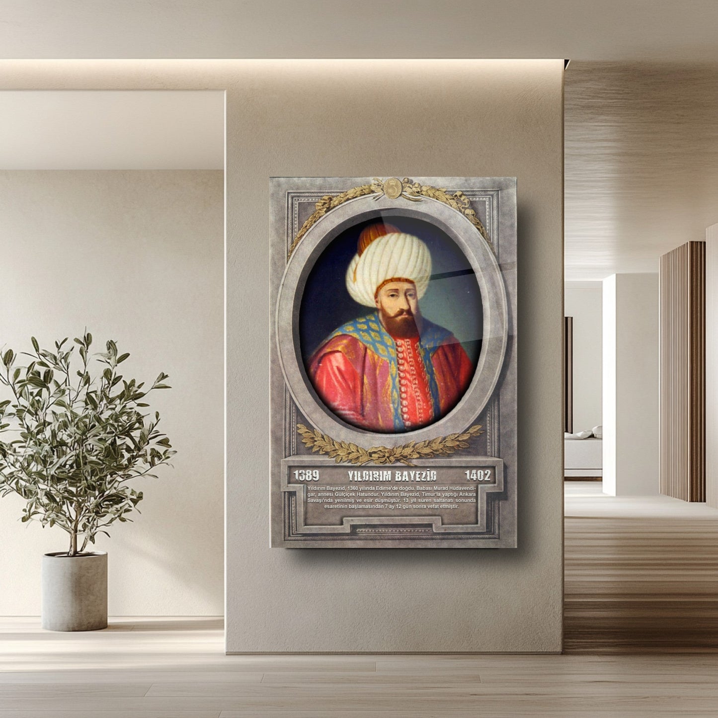 Osmanlı Padişahı Yıldırım Bayezid Cam Tablo