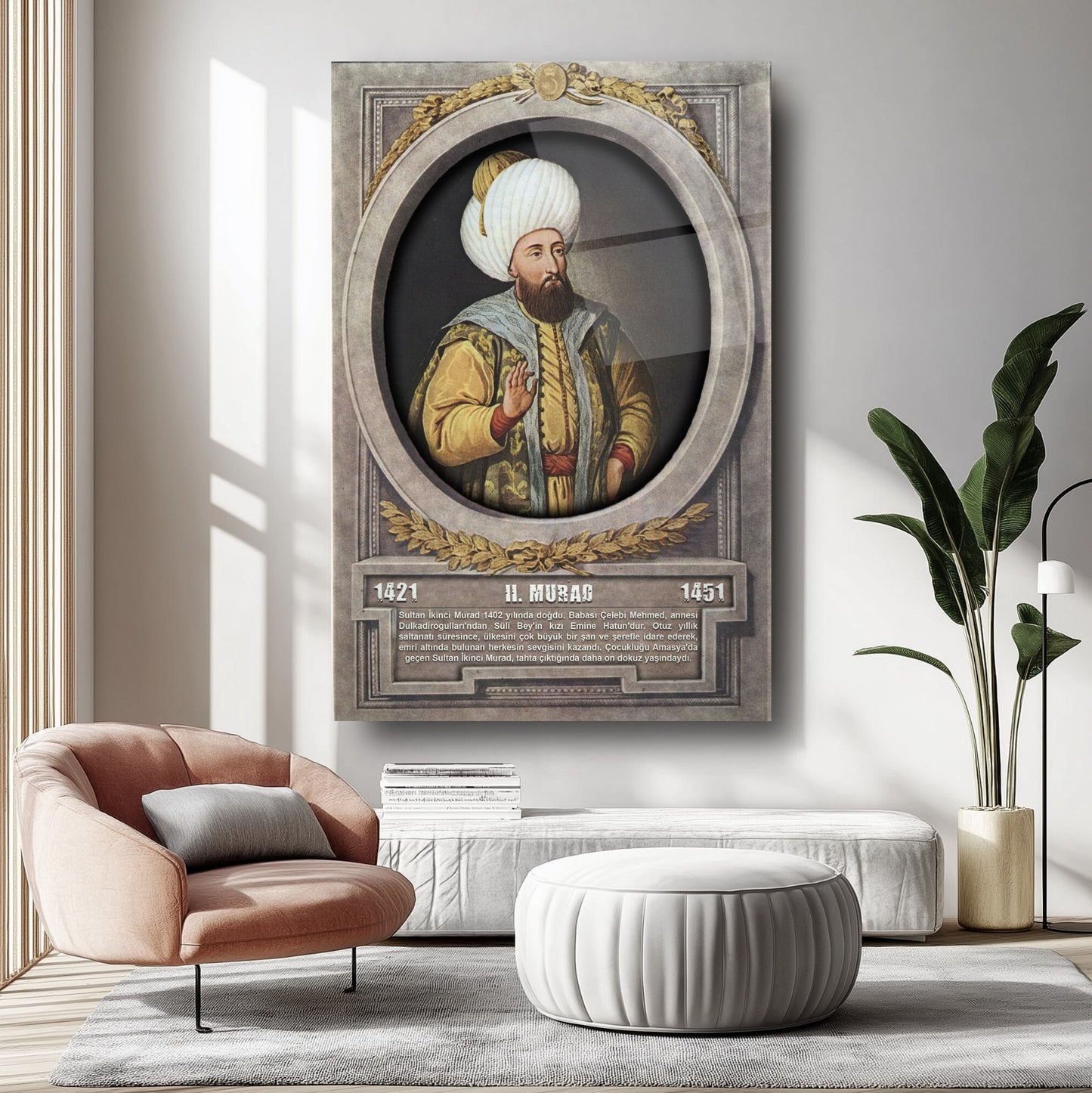 Osmanlı Padişahı 2. Murad Cam Tablo
