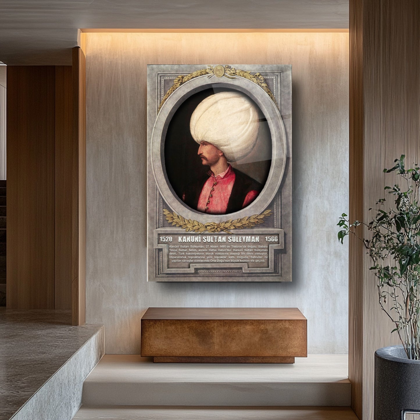 Osmanlı Padişahı Kanuni Sultan Süleyman Cam Tablo