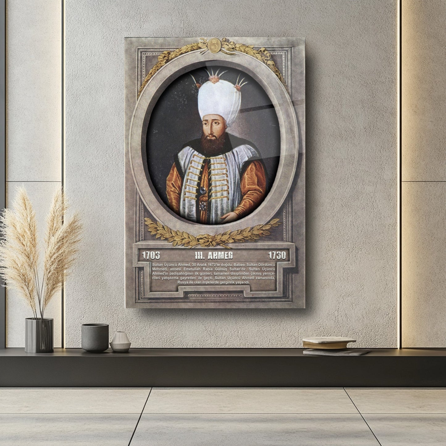 Osmanlı Padişahı 3. Ahmed Cam Tablo