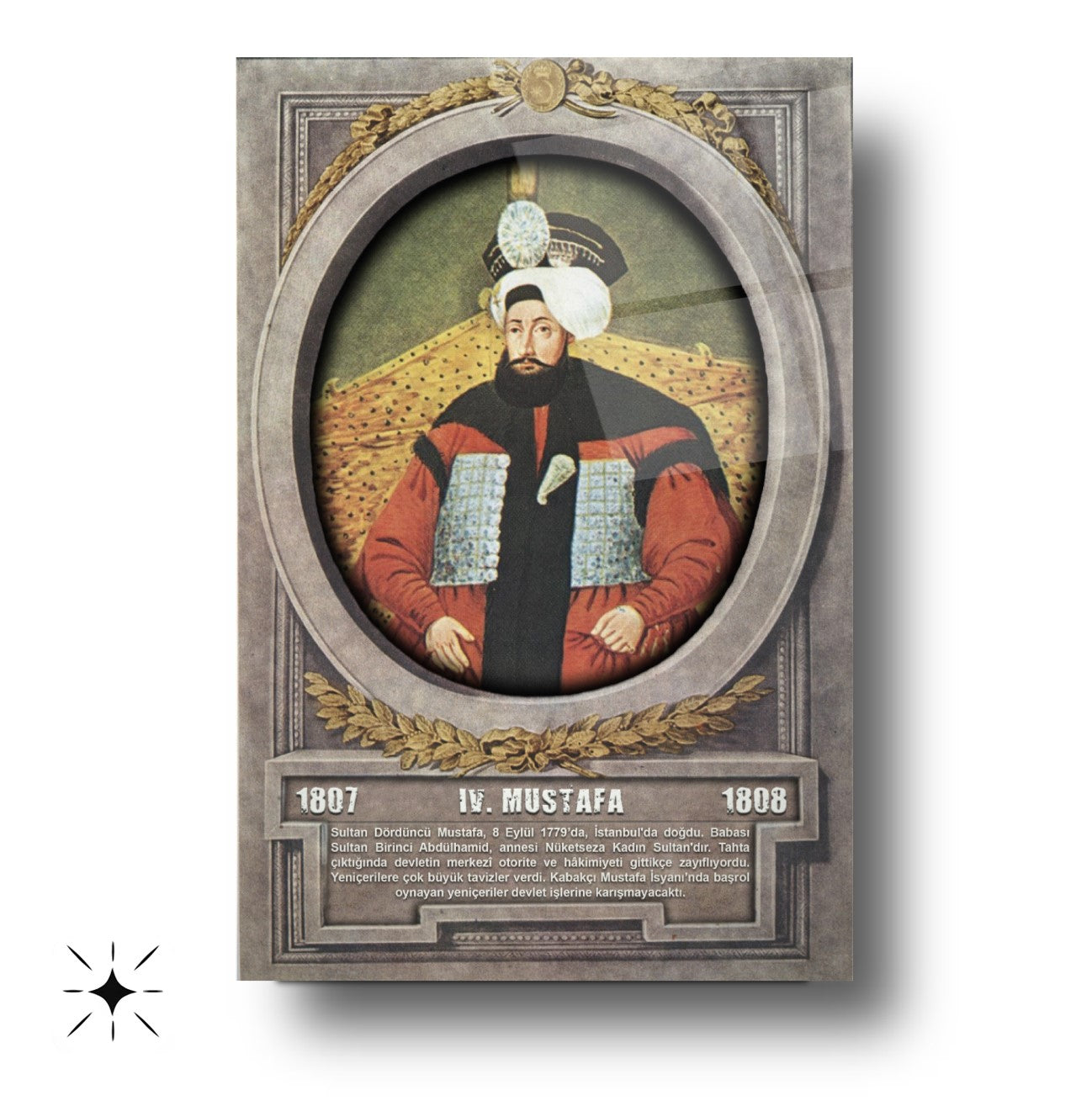 Osmanlı Padişahı 4. Mustafa Cam Tablo