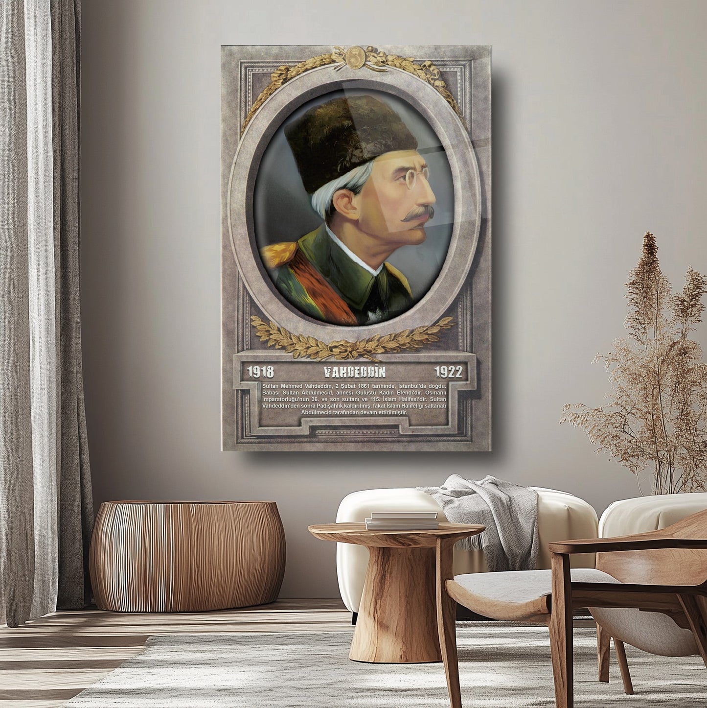 Osmanlı Padişahı Vahdettin Cam Tablo