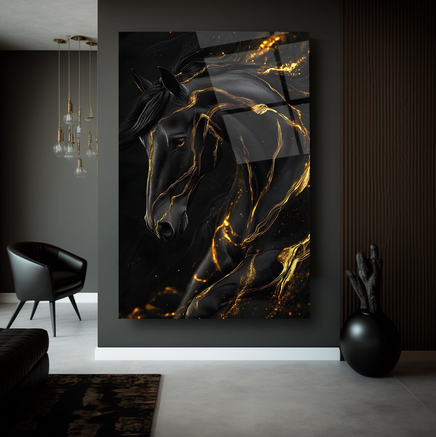 Siyah Gold At Cam Tablo
