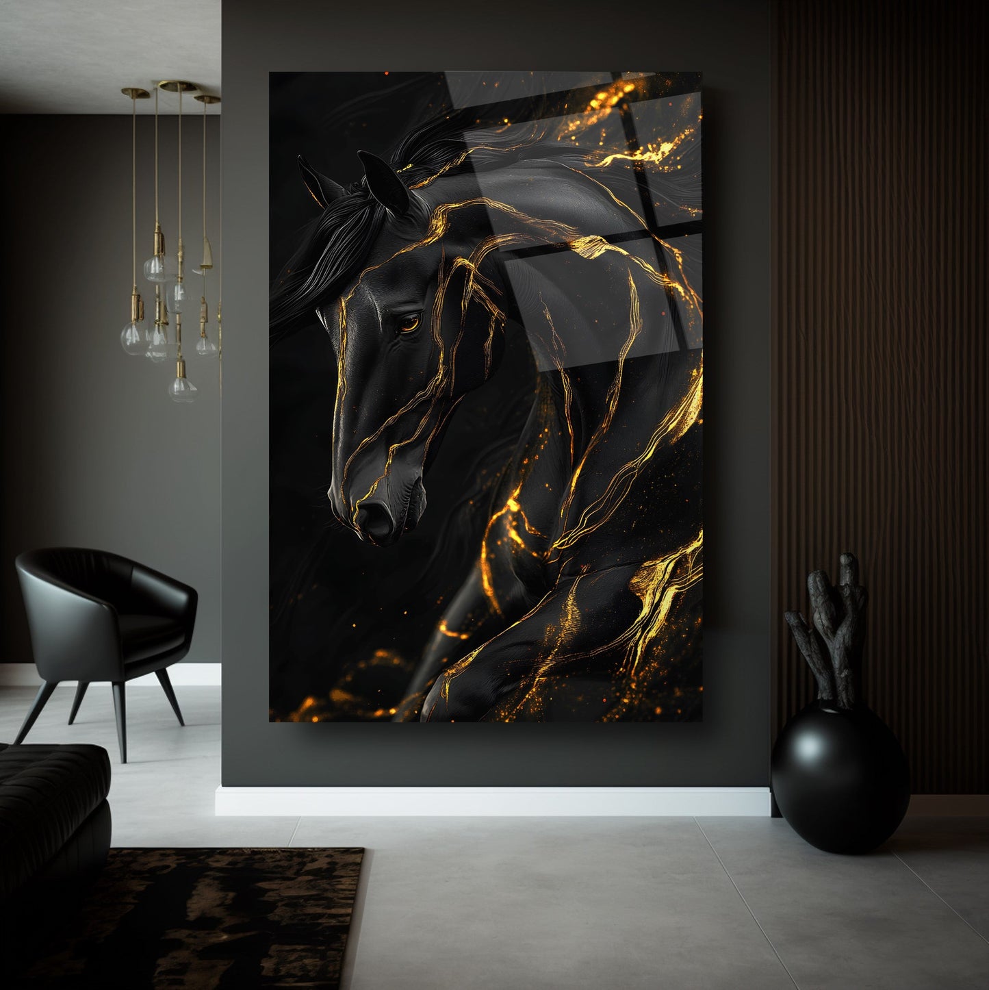 Siyah Gold At Cam Tablo